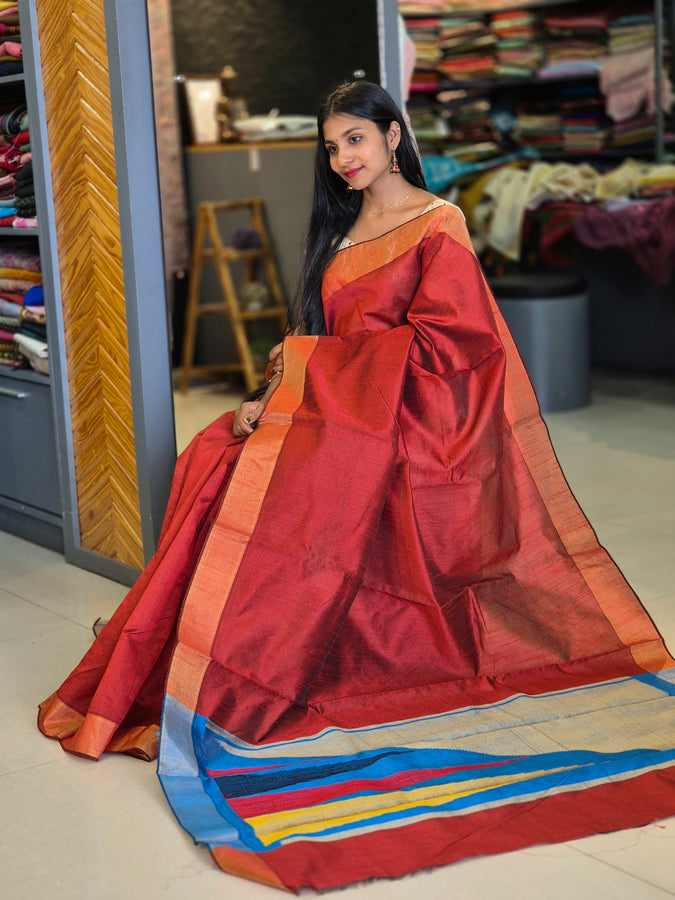 Border Weaving Pattern  Semi Silk Saree | AHR156