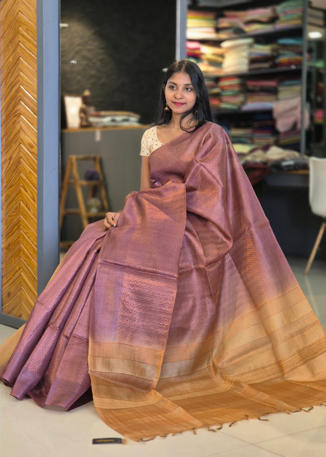 Zari Weaved Tussar Saree | AHR187