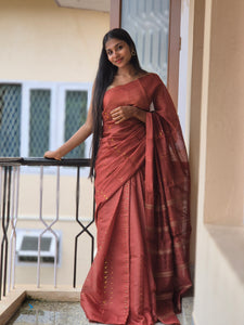 Basket Weaved Tussar Finish Saree | AHR131