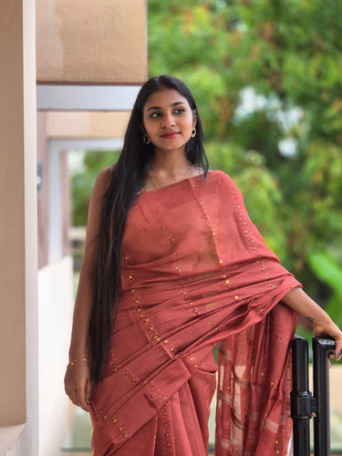 Basket Weaved Tussar Finish Saree | AHR131