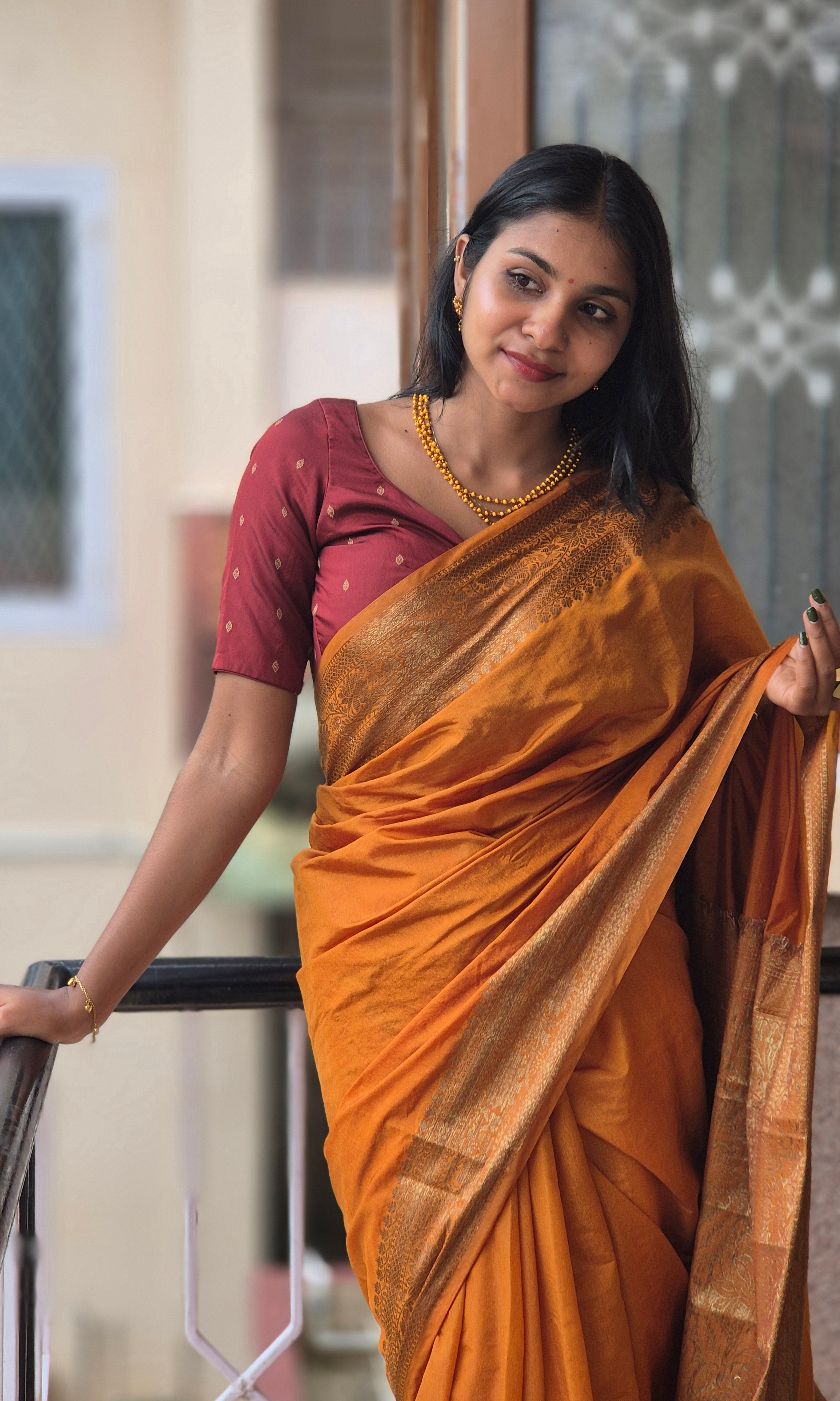 Banarasi Weaved Border Pattern Semi Silk Saree | JBE127