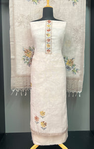 Floral Print With Embroidery Highlighted Linen Finish Salwar Set | KSD185