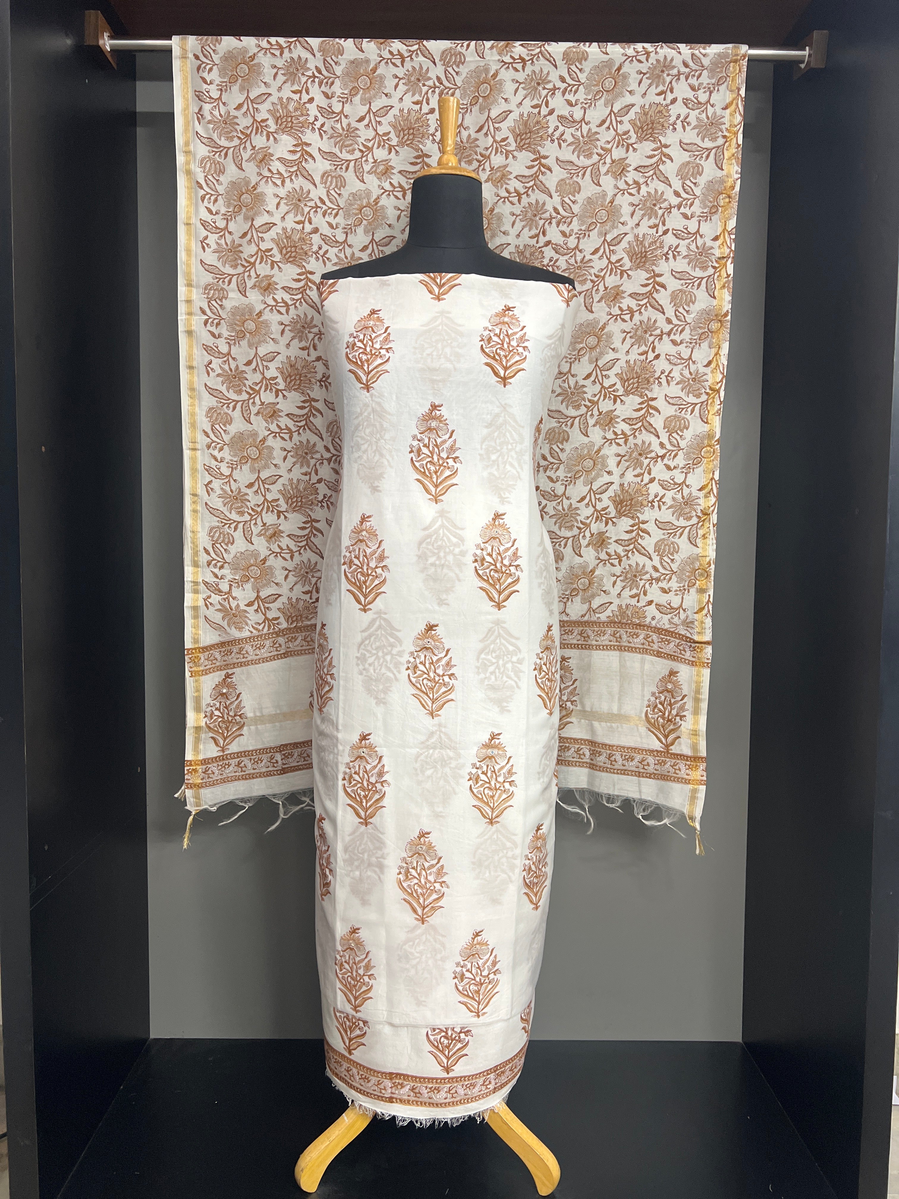 Block Printed Pattern Chanderi Salwar Set | ACF113