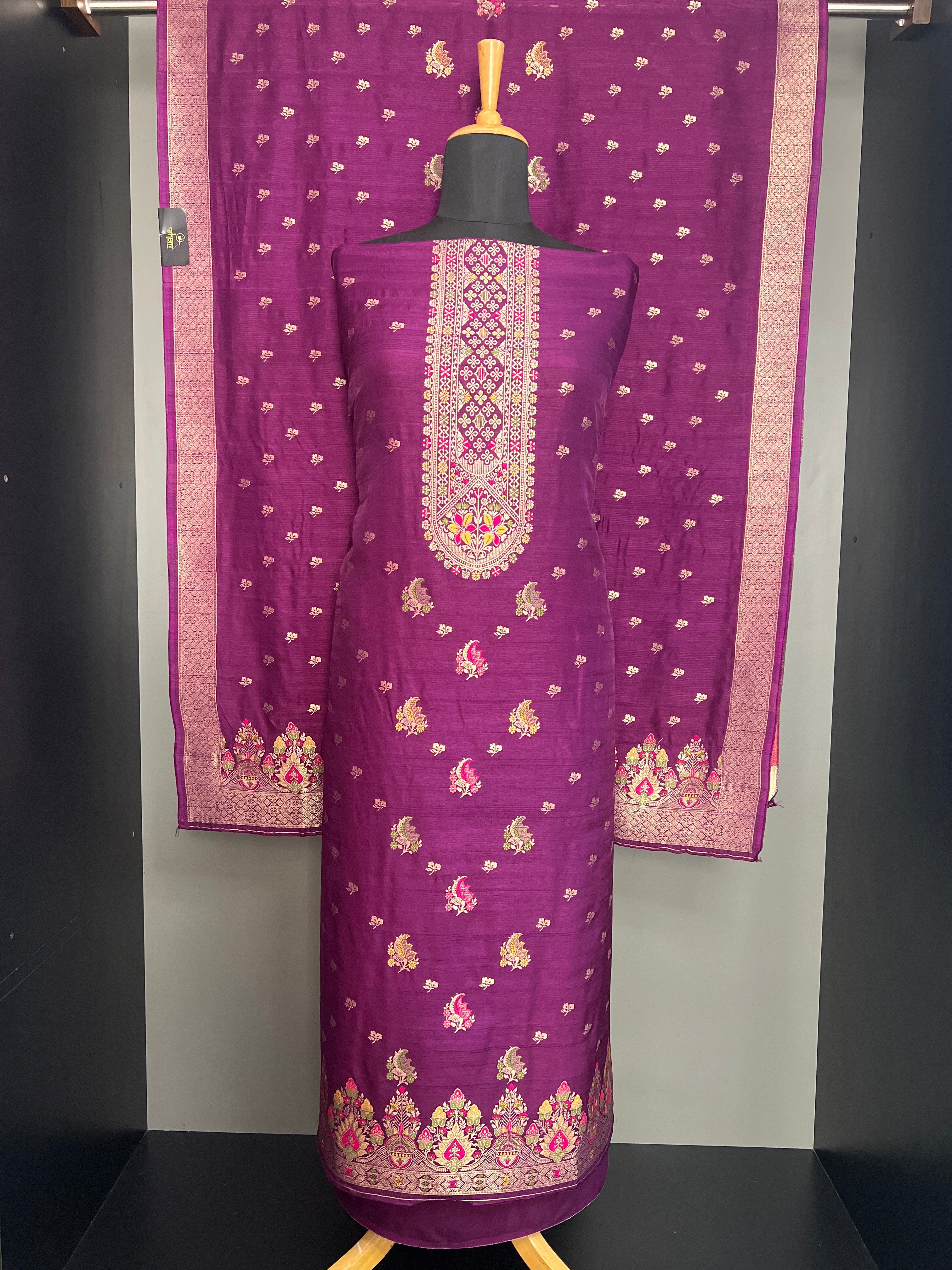 Meenakari Woven Pattern Semi Silk Salwar Set   | YNG1413