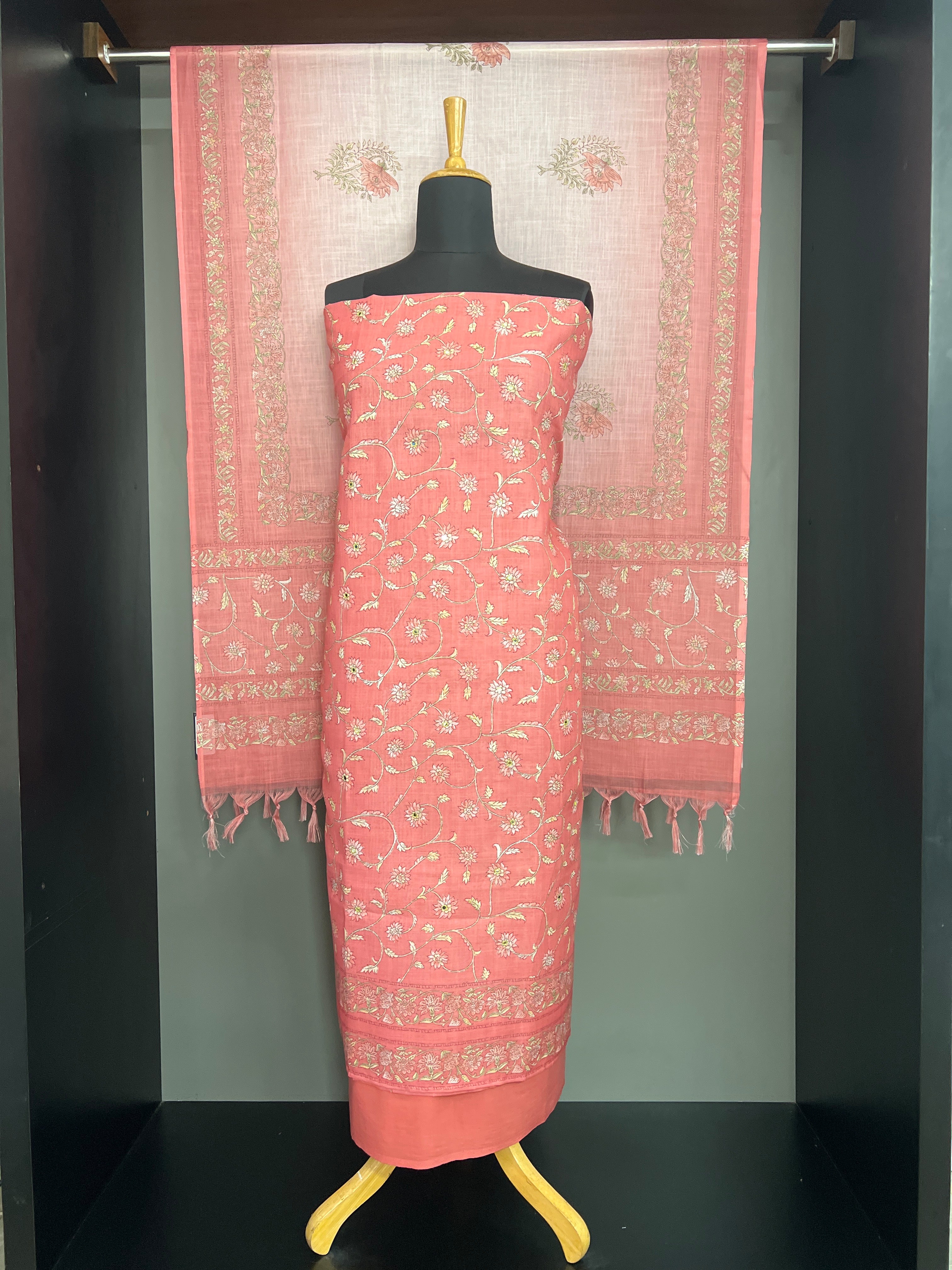 Sublimation Printed Pattern slub Linen Salwar Set | MF261