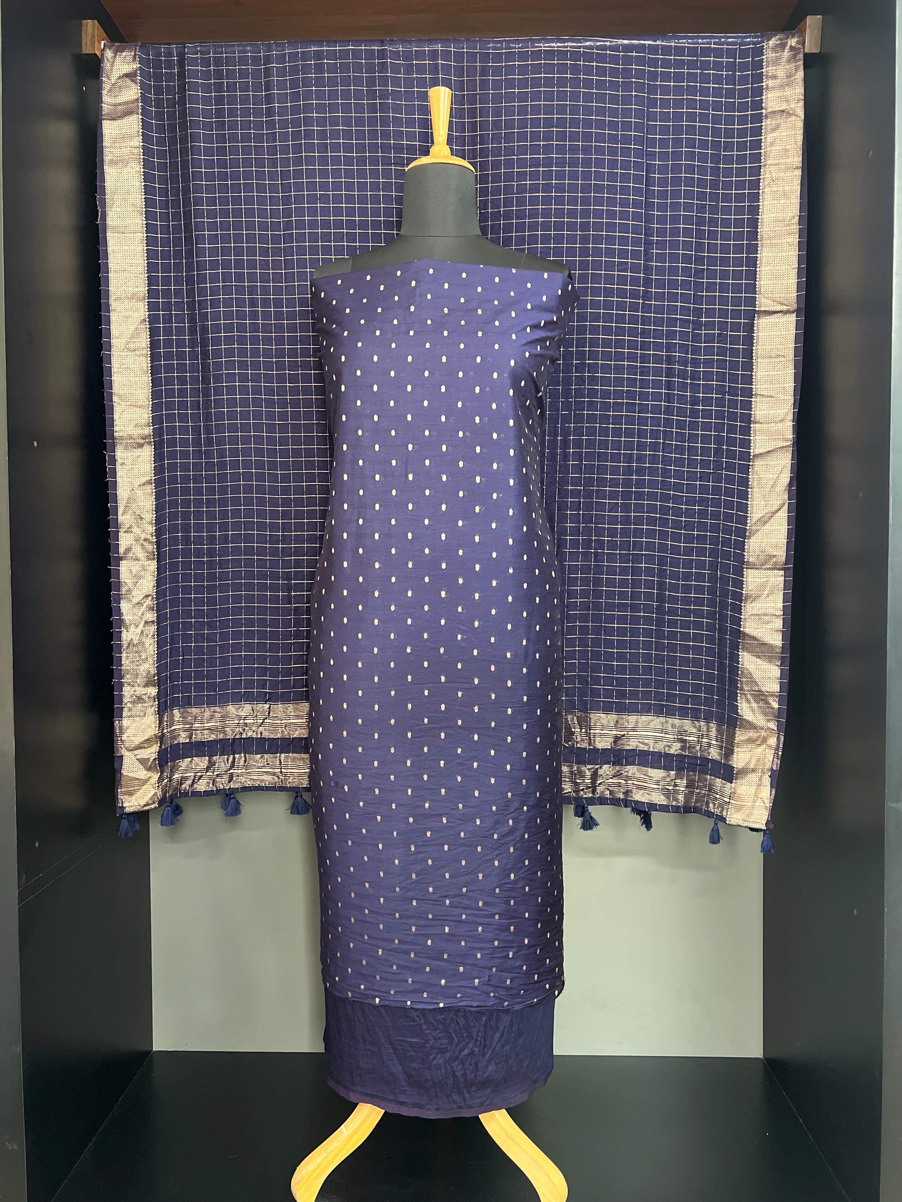 Golden Zari Buta Woven Pattern Chanderi Finish Salwar Set | YNG1430