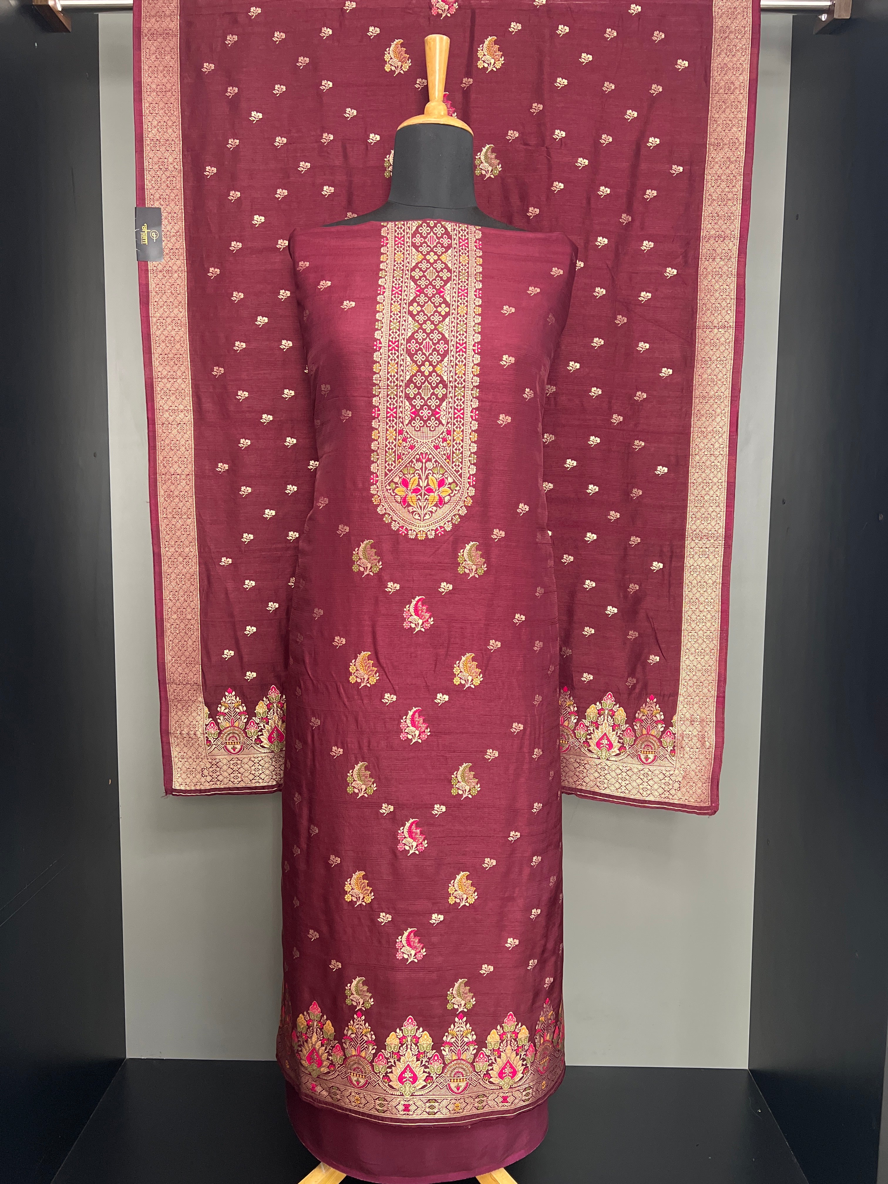 Meenakari Woven Pattern Semi Silk Salwar Set  | YNG1415