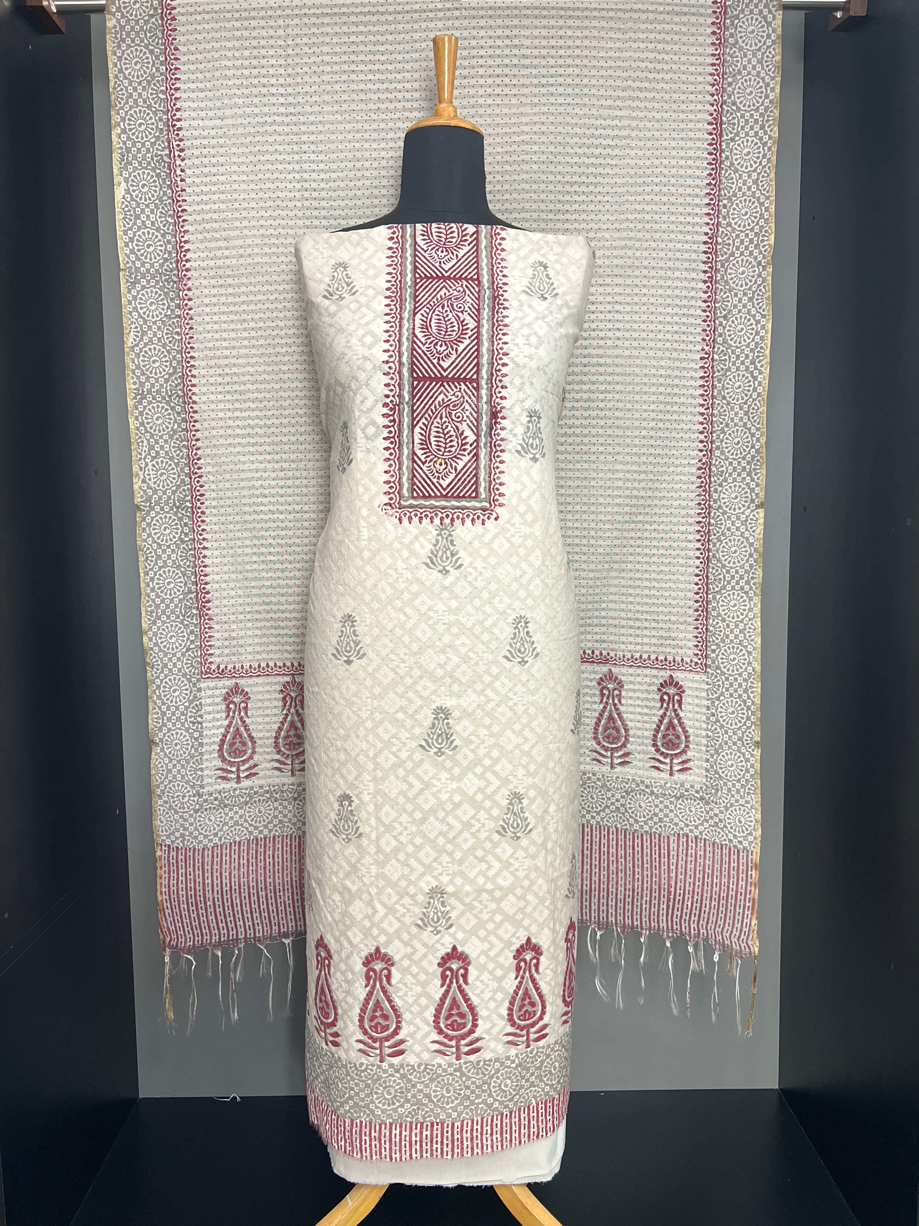 Block Printed Chanderi Salwar Set | ACF164