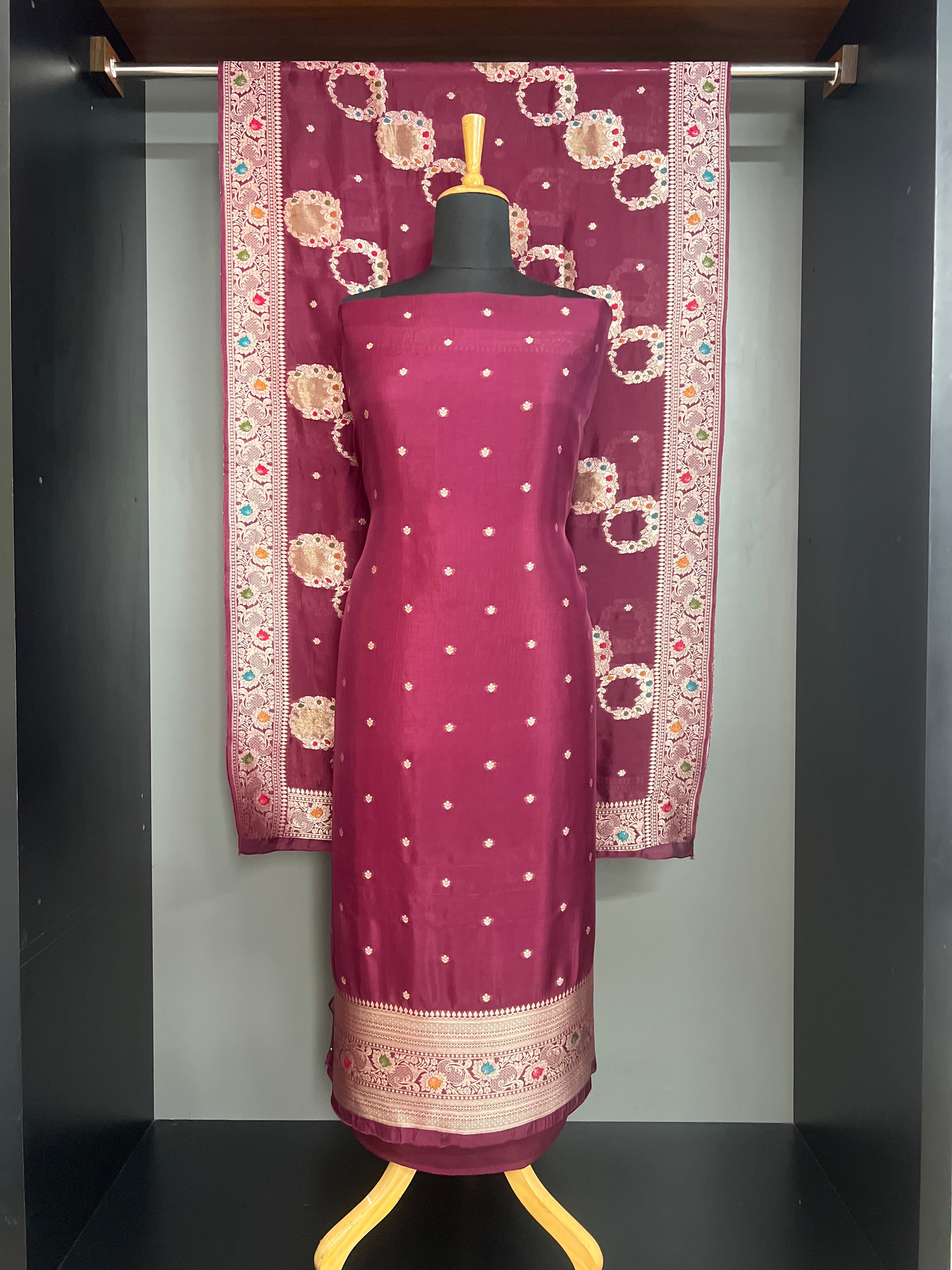 Meenakari Pattern Semi Tussar Salwar Set | YNG1419