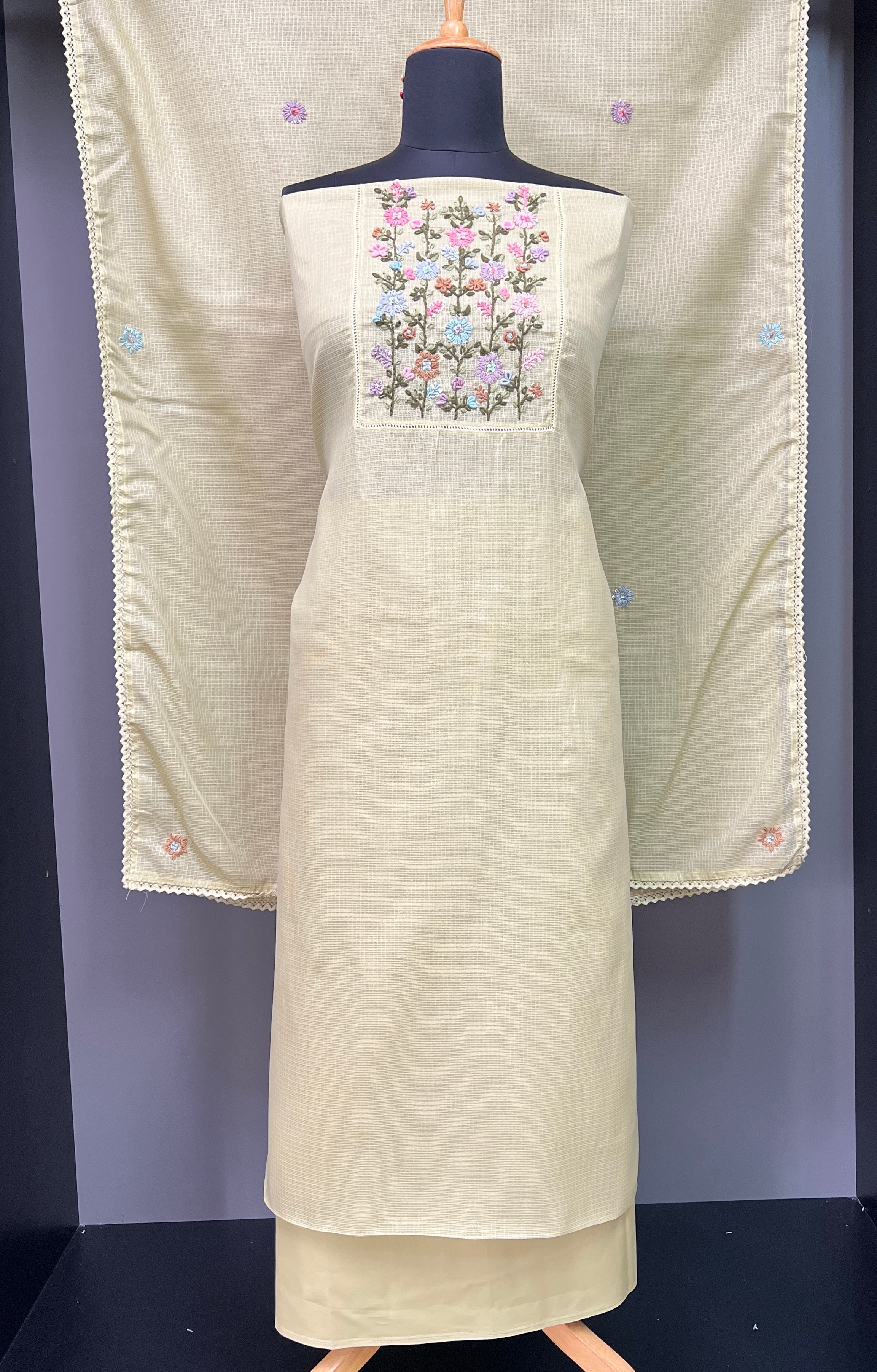 Yoke Hand Embroidery Kota Salwar Set | BLD913