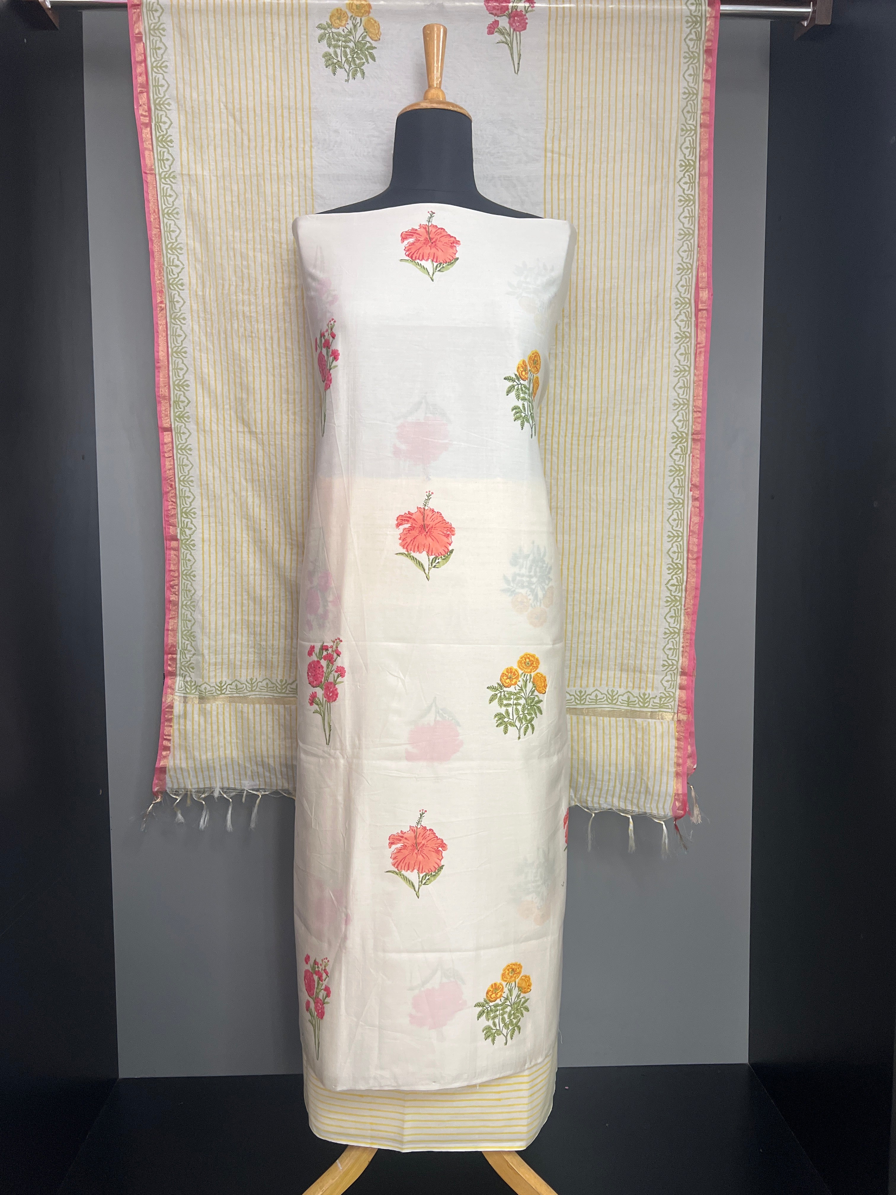 Block Printed Chanderi Salwar Set | MF246