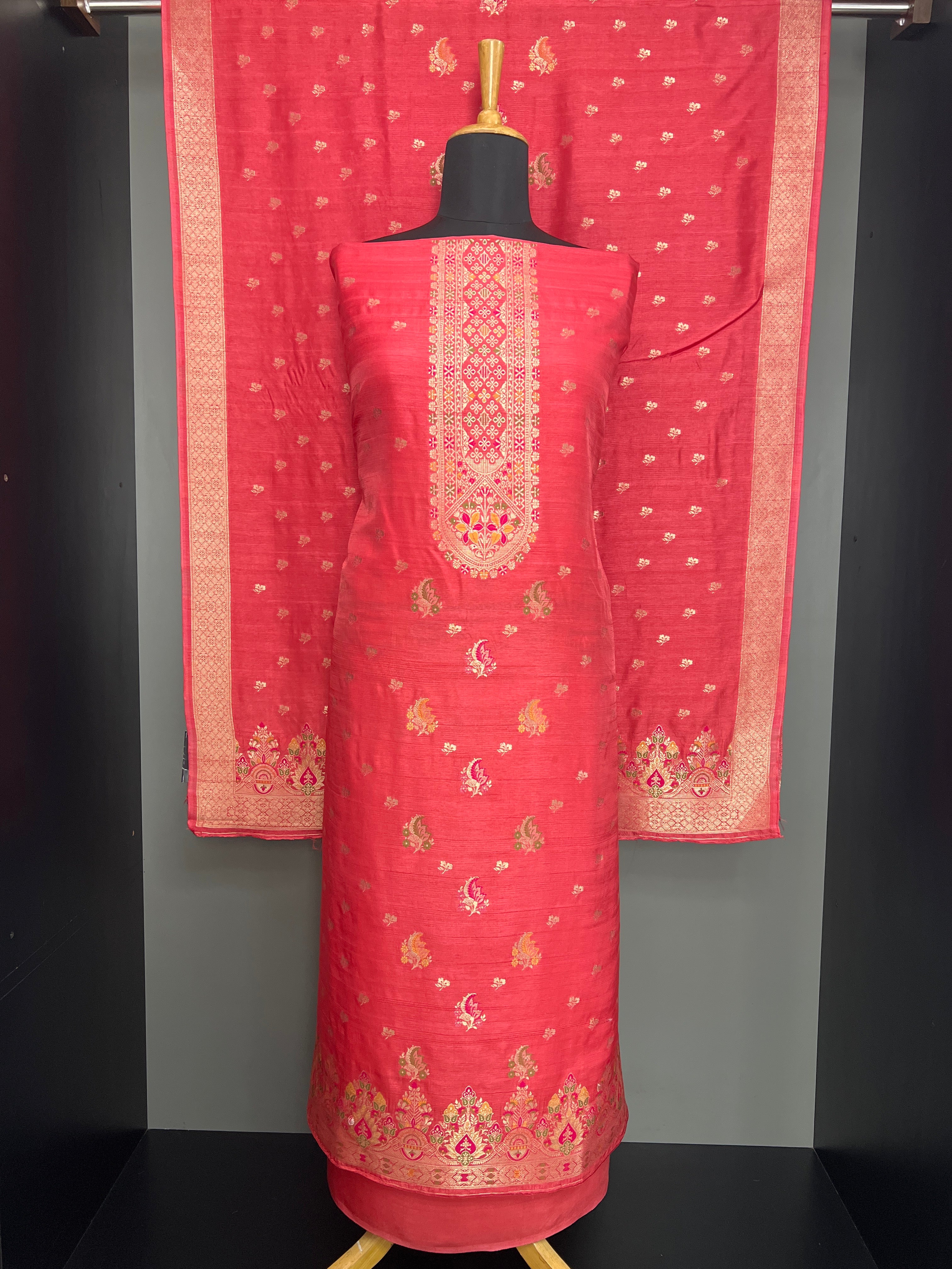 Meenakari Woven Pattern Semi Silk Salwar Set   | YNG1414