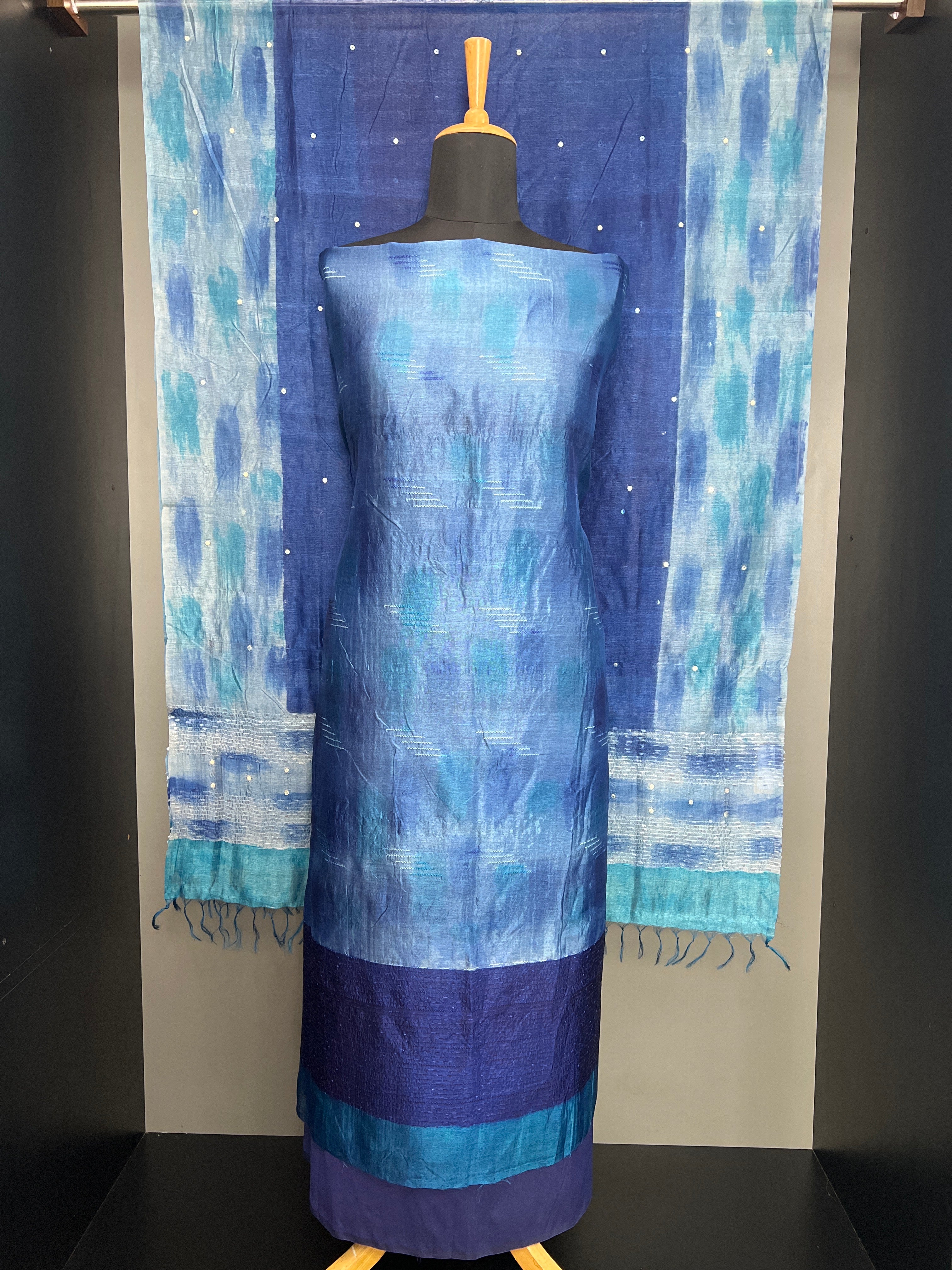 Tie & Dye Pattern Tussar Salwar Set | HS1464