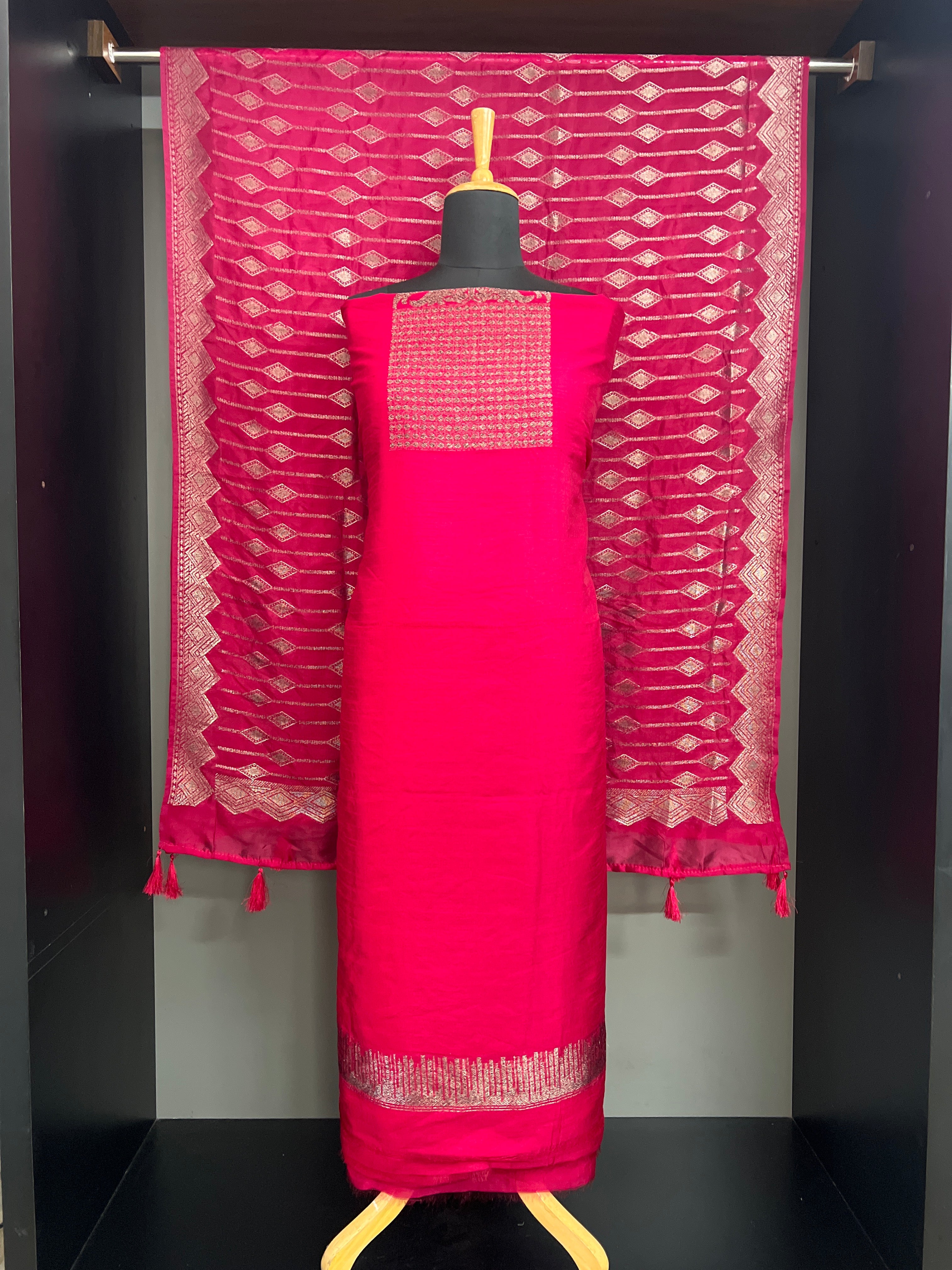 Zari Woven Semi Tussar Salwar Set  | YNG1580