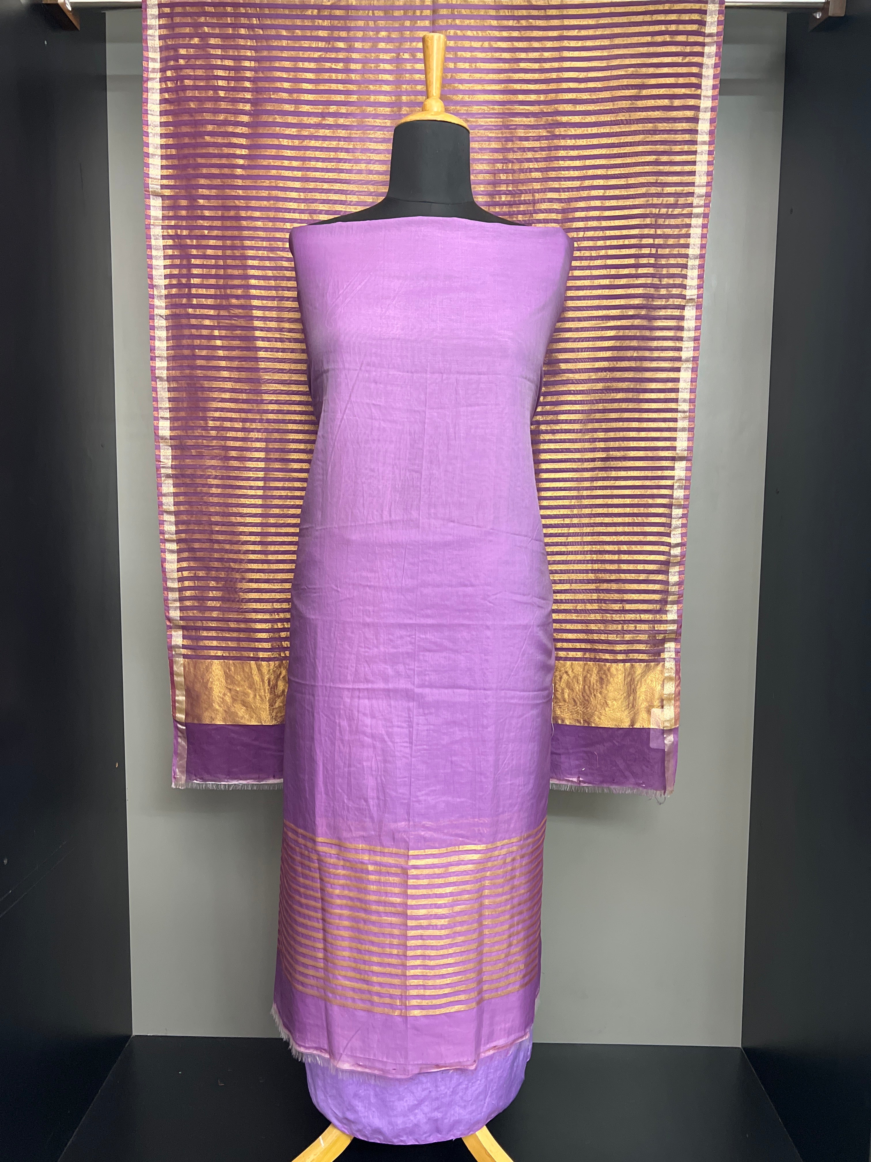 Stripe Weaving Pattern Chanderi Salwar Set | ACF193
