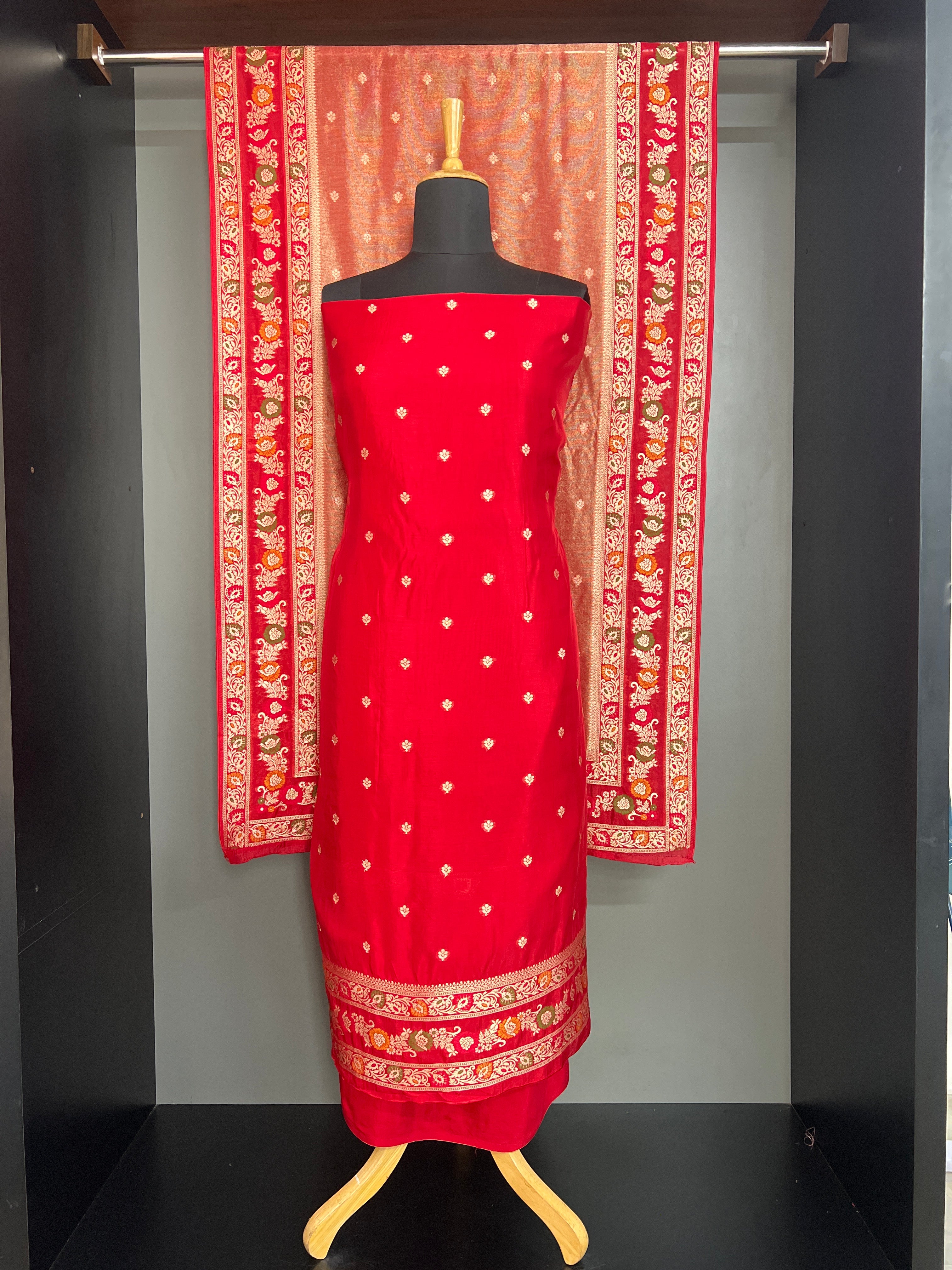 Meenakari Pattern Raw Silk Salwar Set  | YNG1402