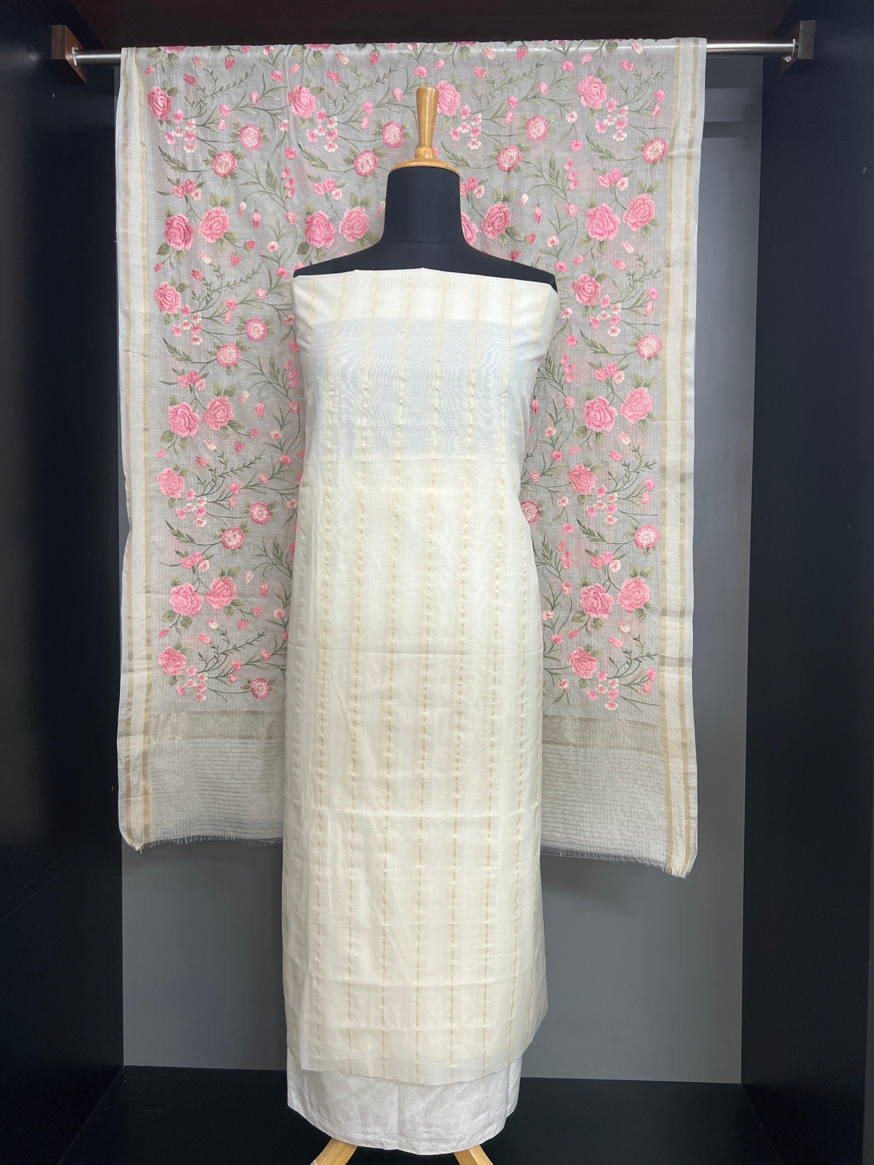 Stripe Weaving Pattern Chanderi Salwar Set | MM587