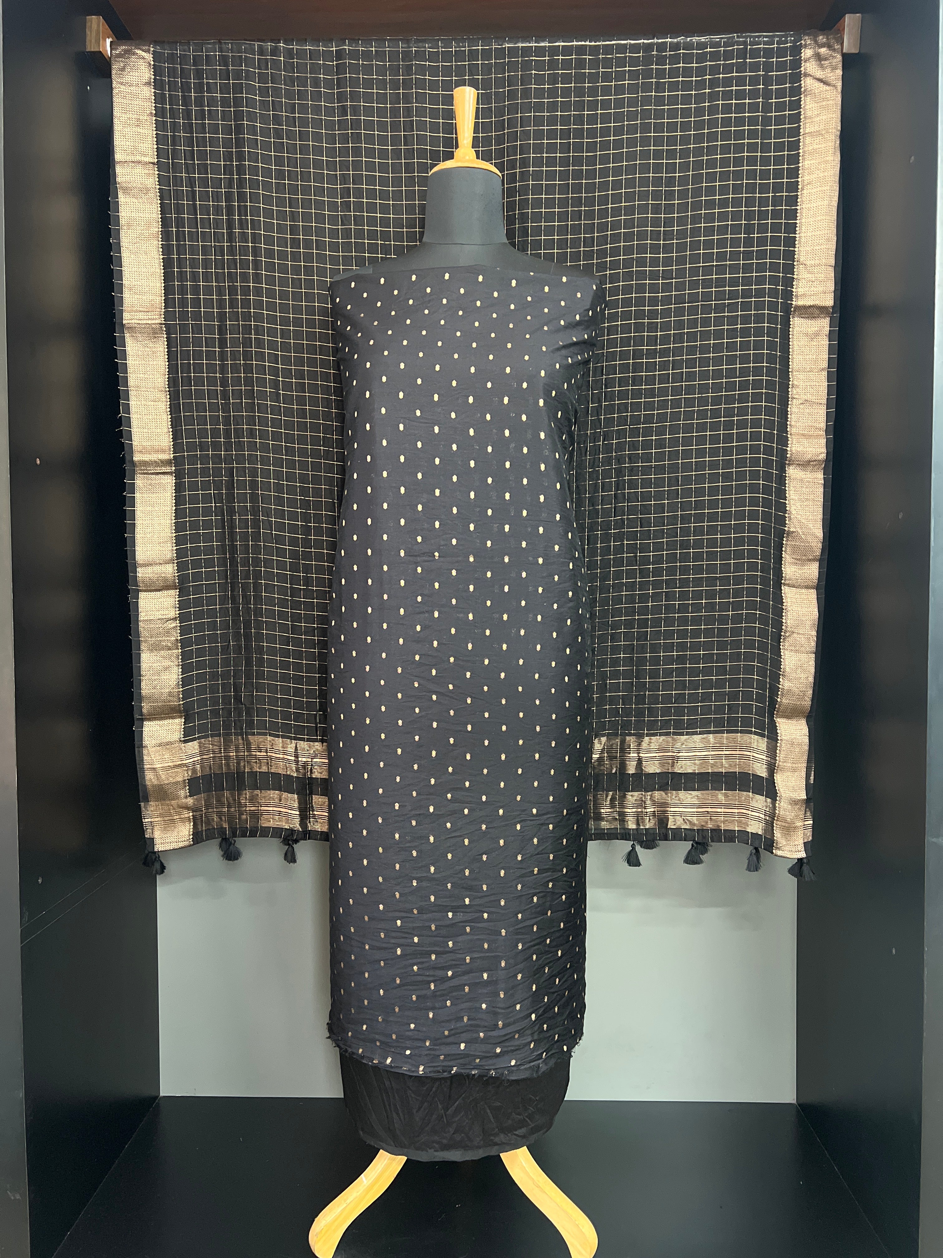Golden Zari Buta Woven Pattern Chanderi Salwar Set | YNG1425
