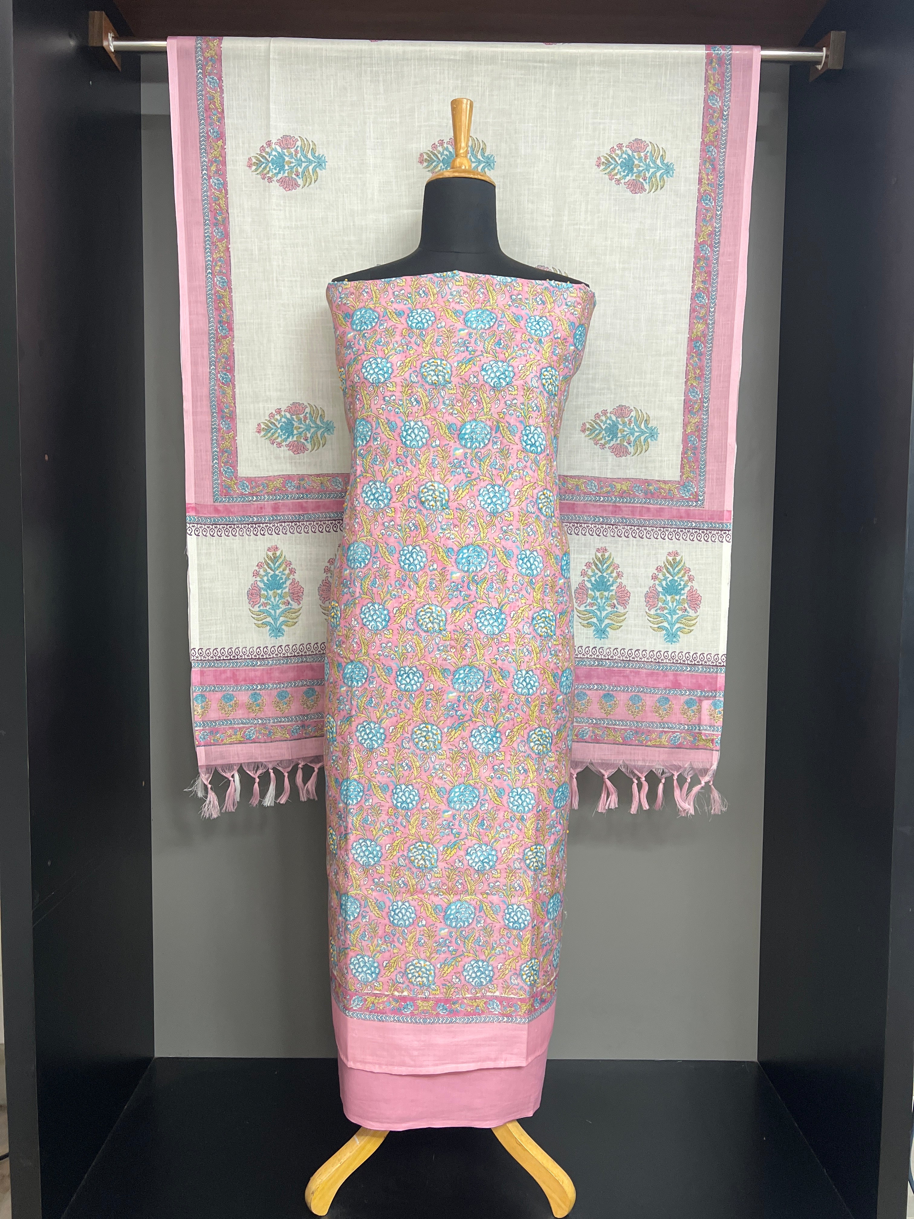 Floral Pattern Linen Cotton Salwar Set  | MF274