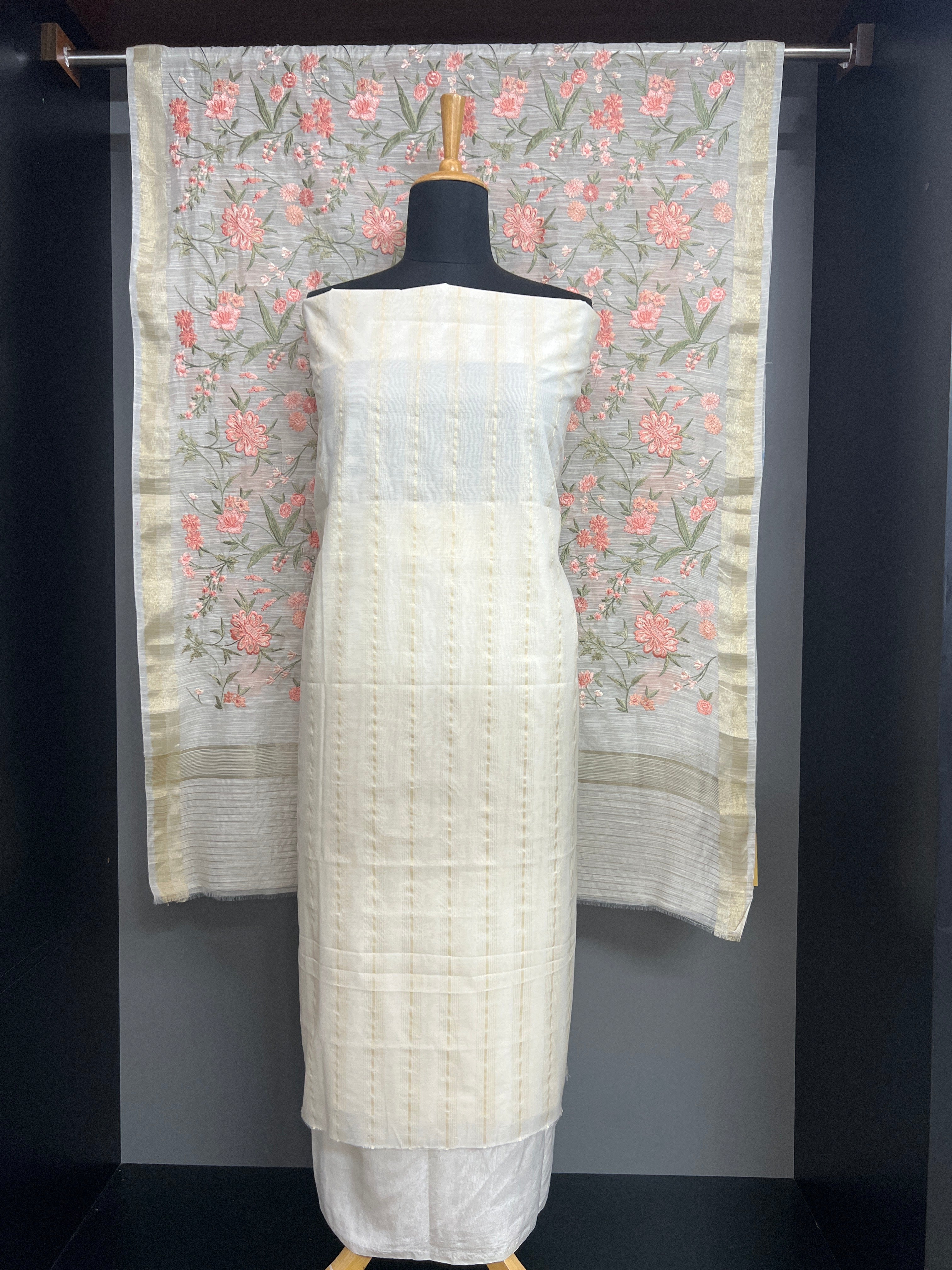 Stripe Weaving Pattern Chanderi Salwar Set | MM600