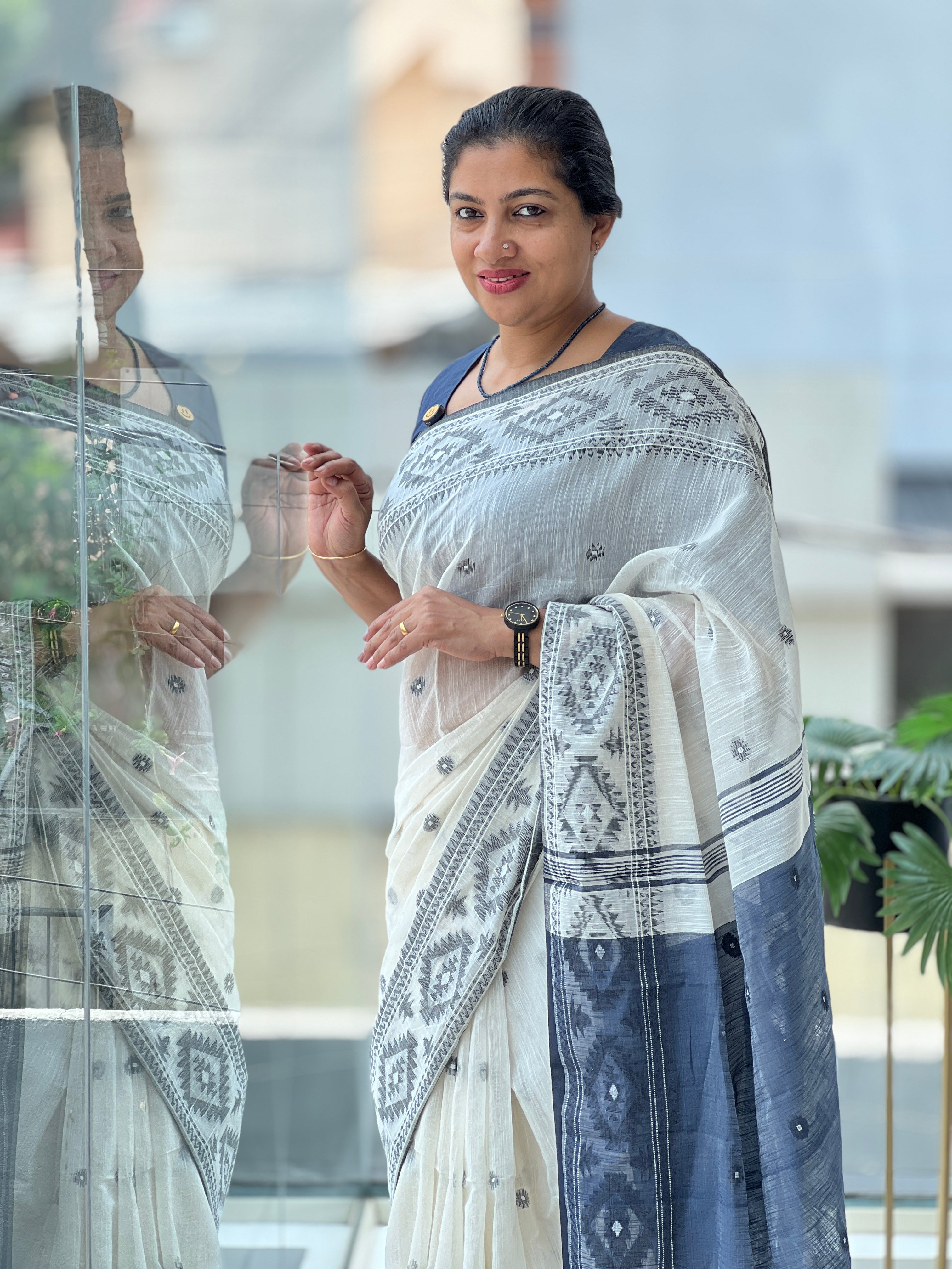 Jamdani Weaving Cotton Blended Saree | RP558