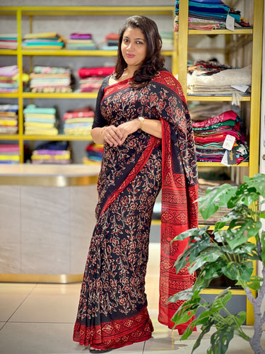 Block Printed Modal Saree | PF1066