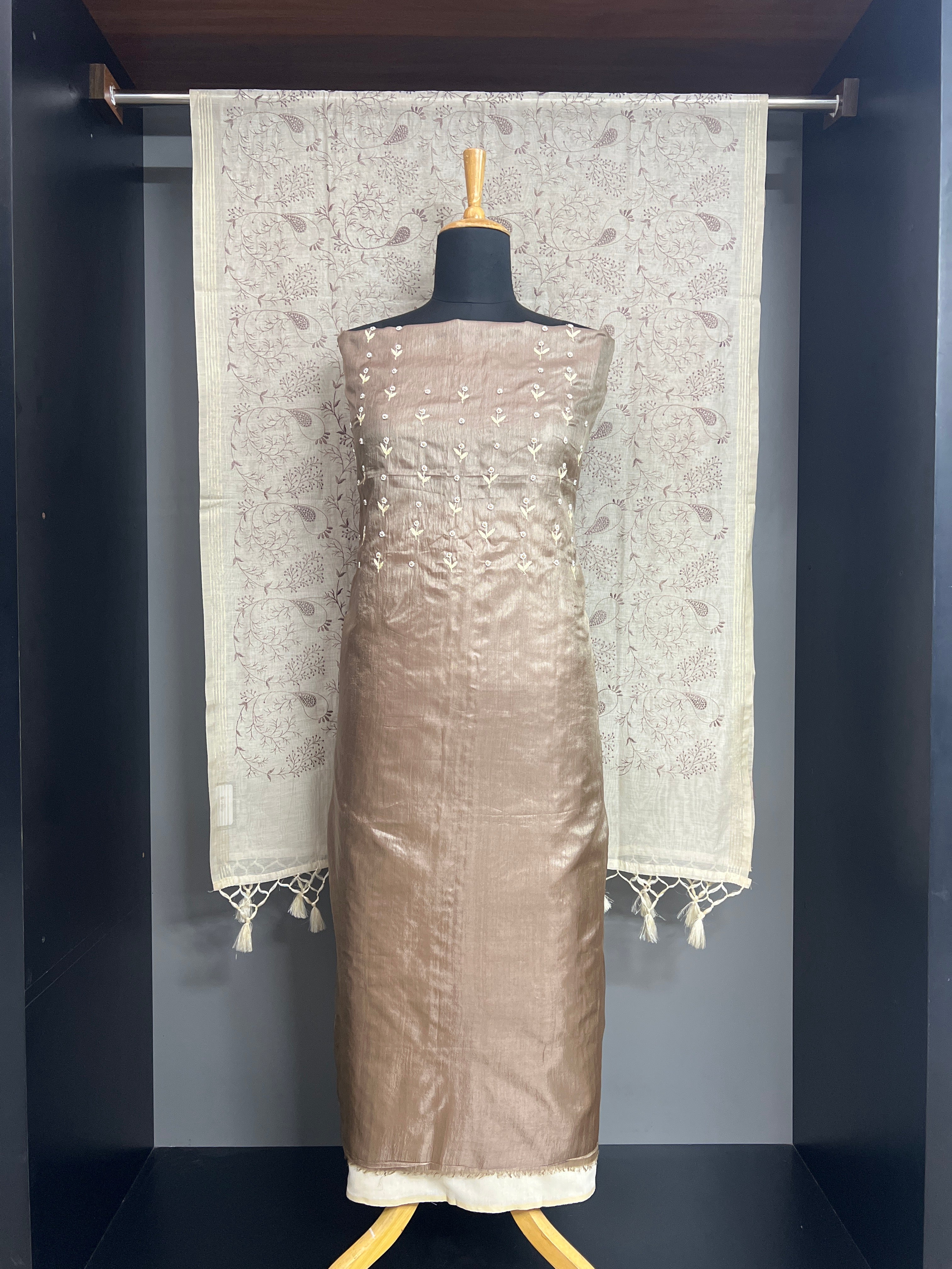 Machine Embroidered Chanderi Finish Salwar Set | ACT1777
