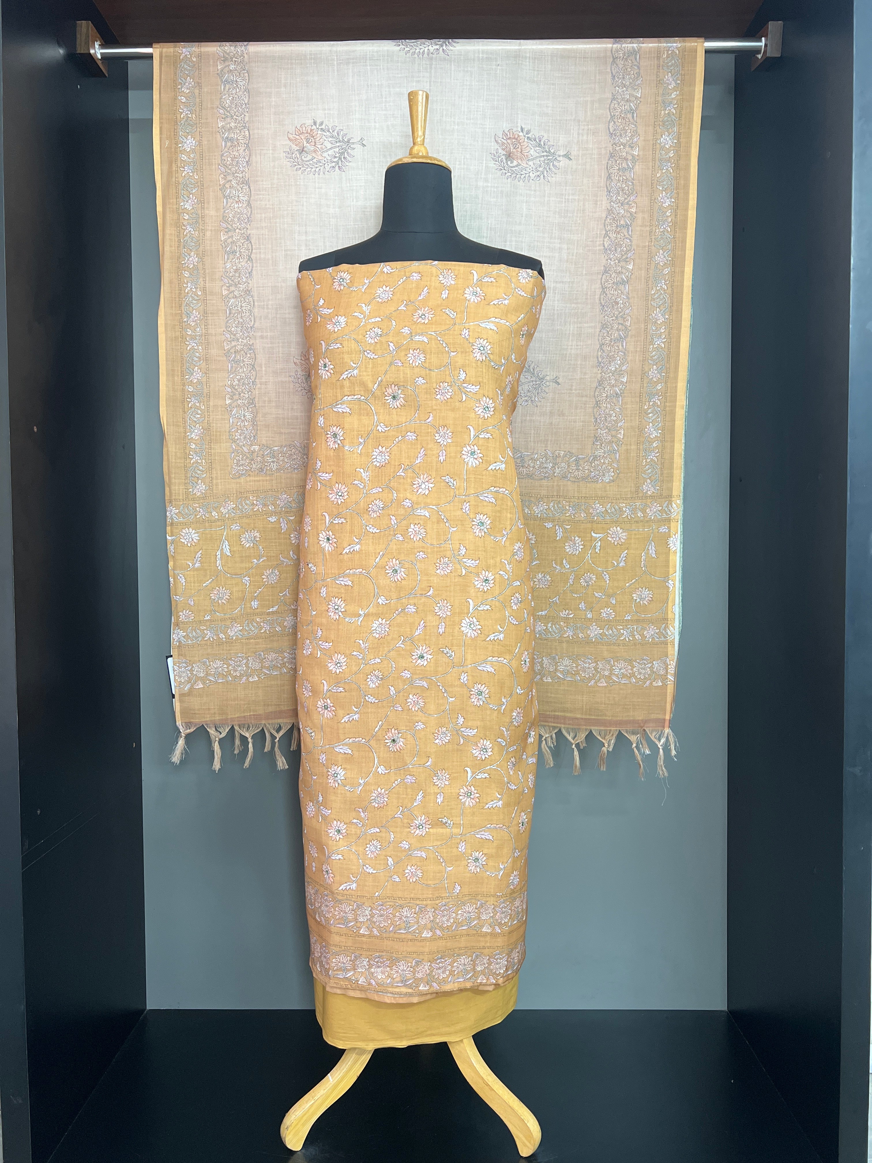 Sublimation Printed Pattern slub Linen Salwar Set | MF263