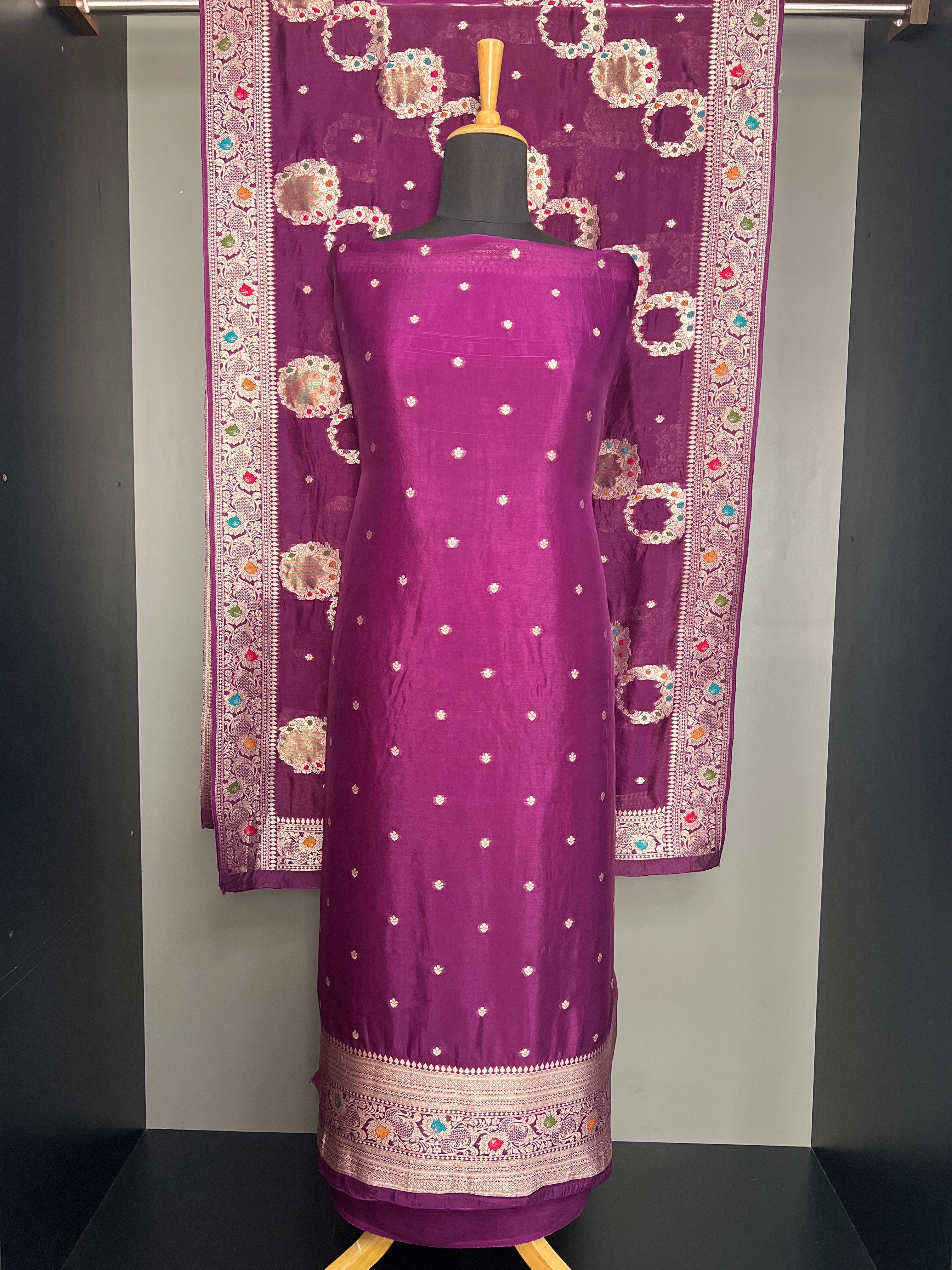 Meenakari Pattern Semi Tussar Salwar Set  | YNG1417