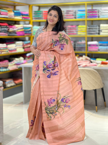 Digital Floral Printed Desi Tussar Saree | RGD240