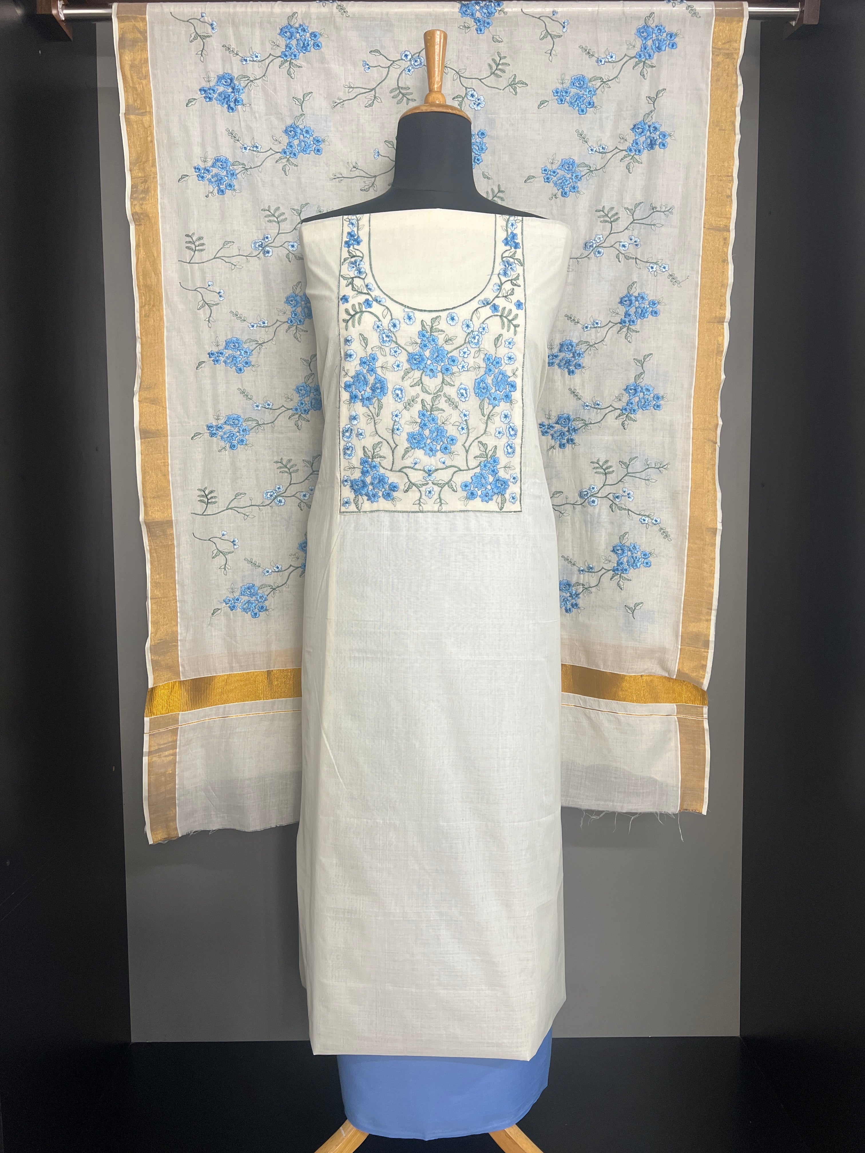 Machine Embroidered Kerala Cotton Salwar Set | JSC681
