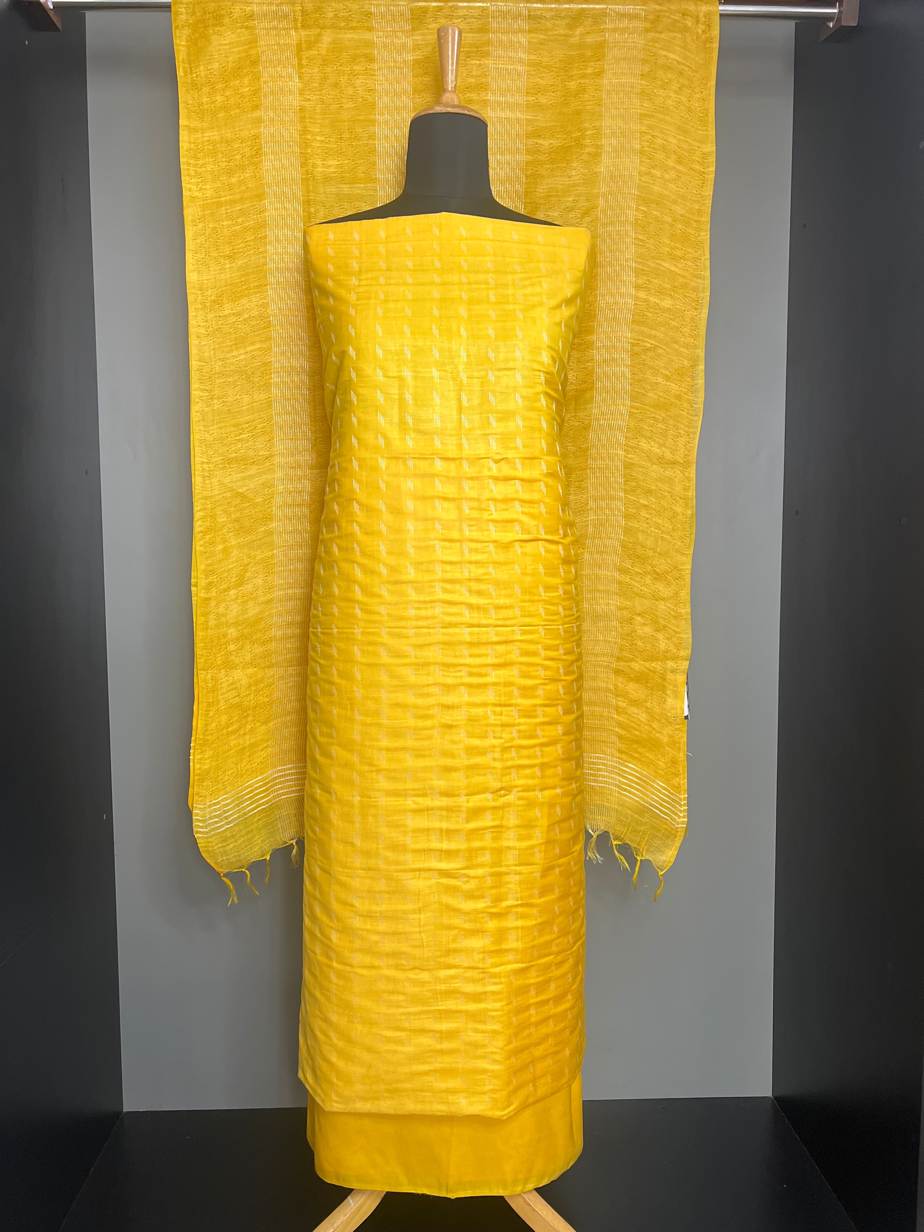 Self Woven Pattern Bhagalpuri Linen Salwar Set | NHH635
