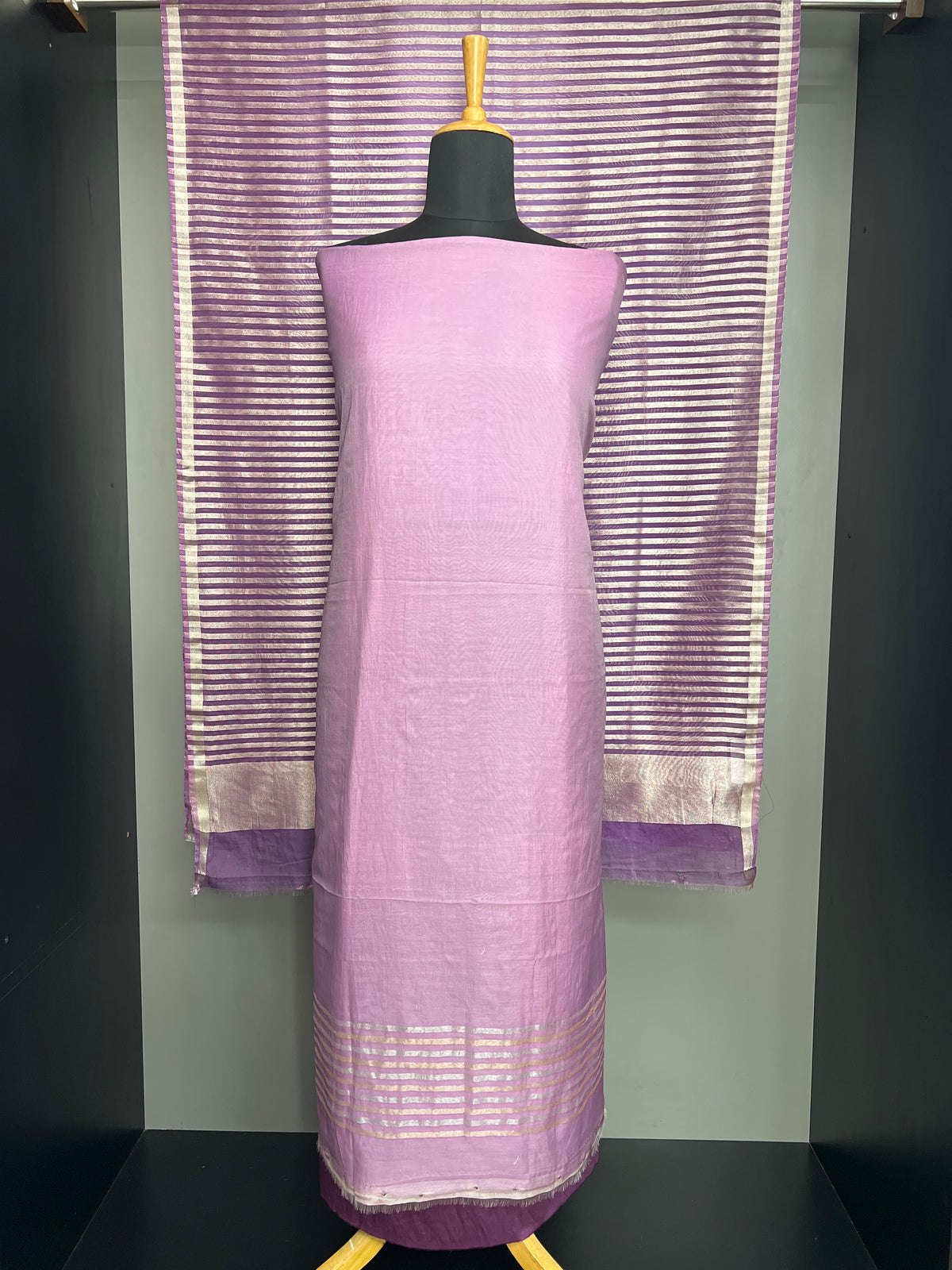 Stripe Weaving Pattern Chanderi Salwar Set | ACF194