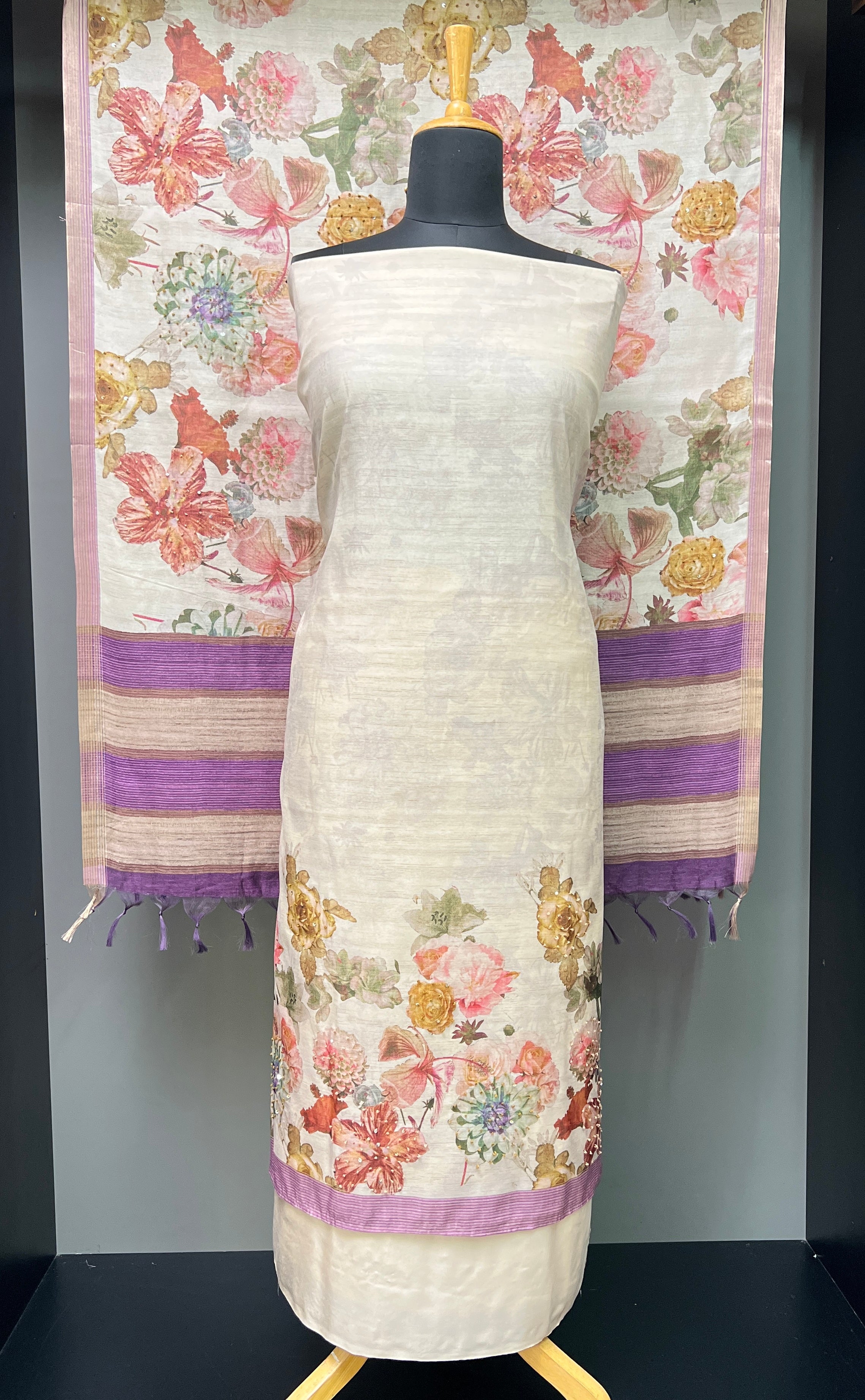 Digital Printed Tussar Finish Salwar Set | VAN172