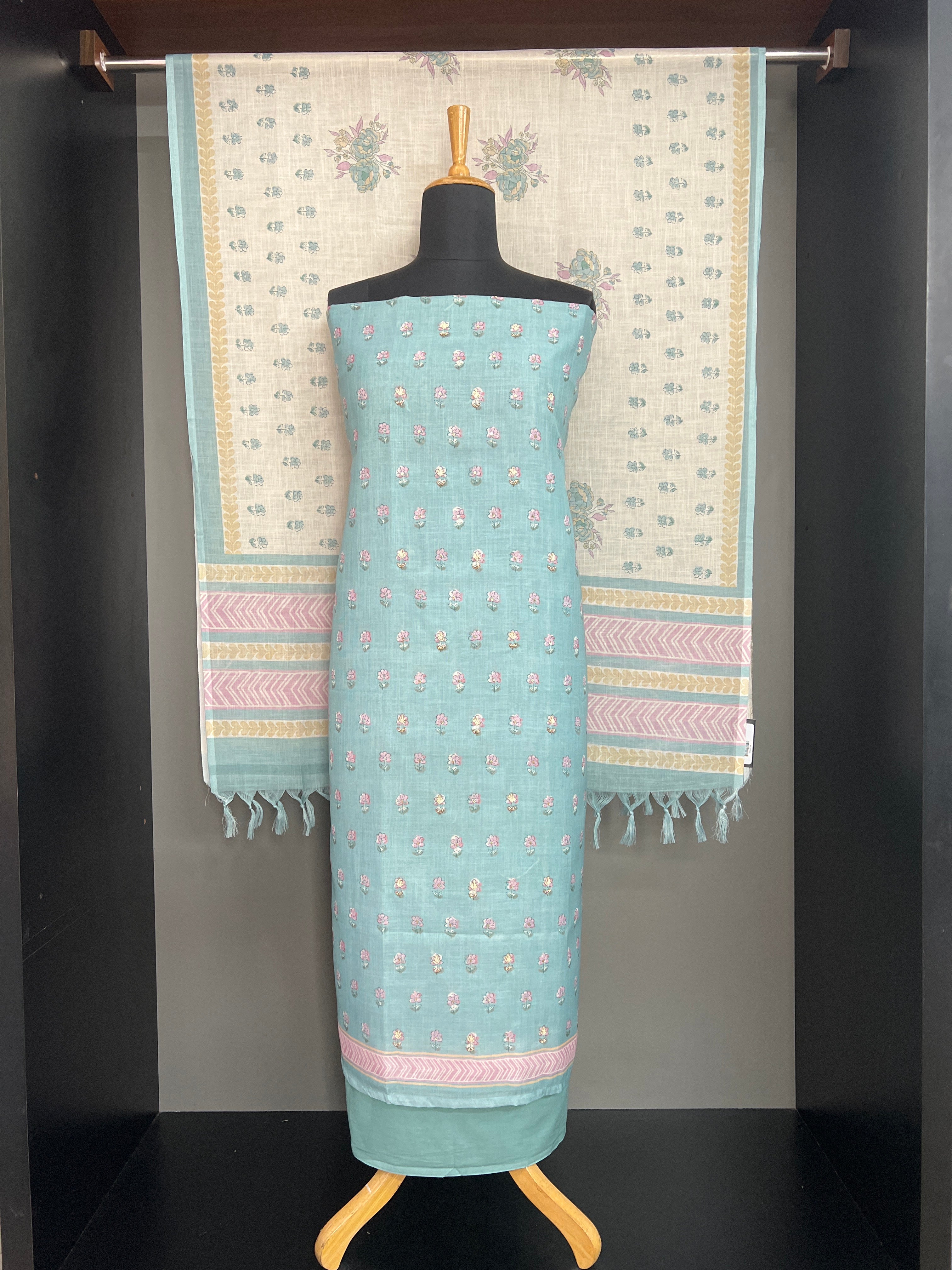 Sublimation Printed Pattern slub Linen Salwar Set | MF265