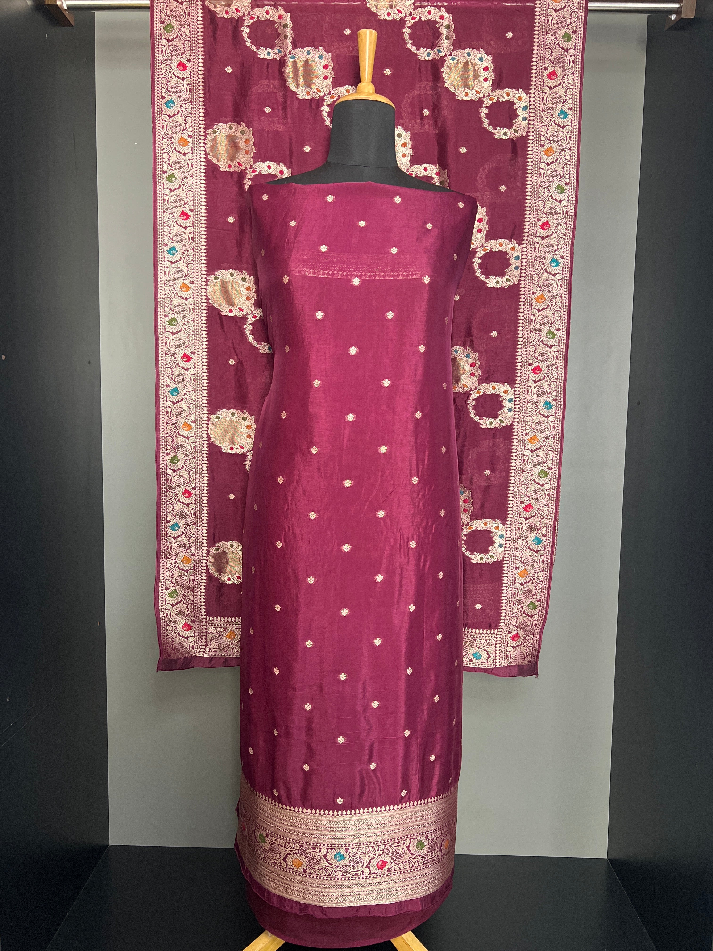 Meenakari Pattern Semi Tussar Salwar Set | YNG1419