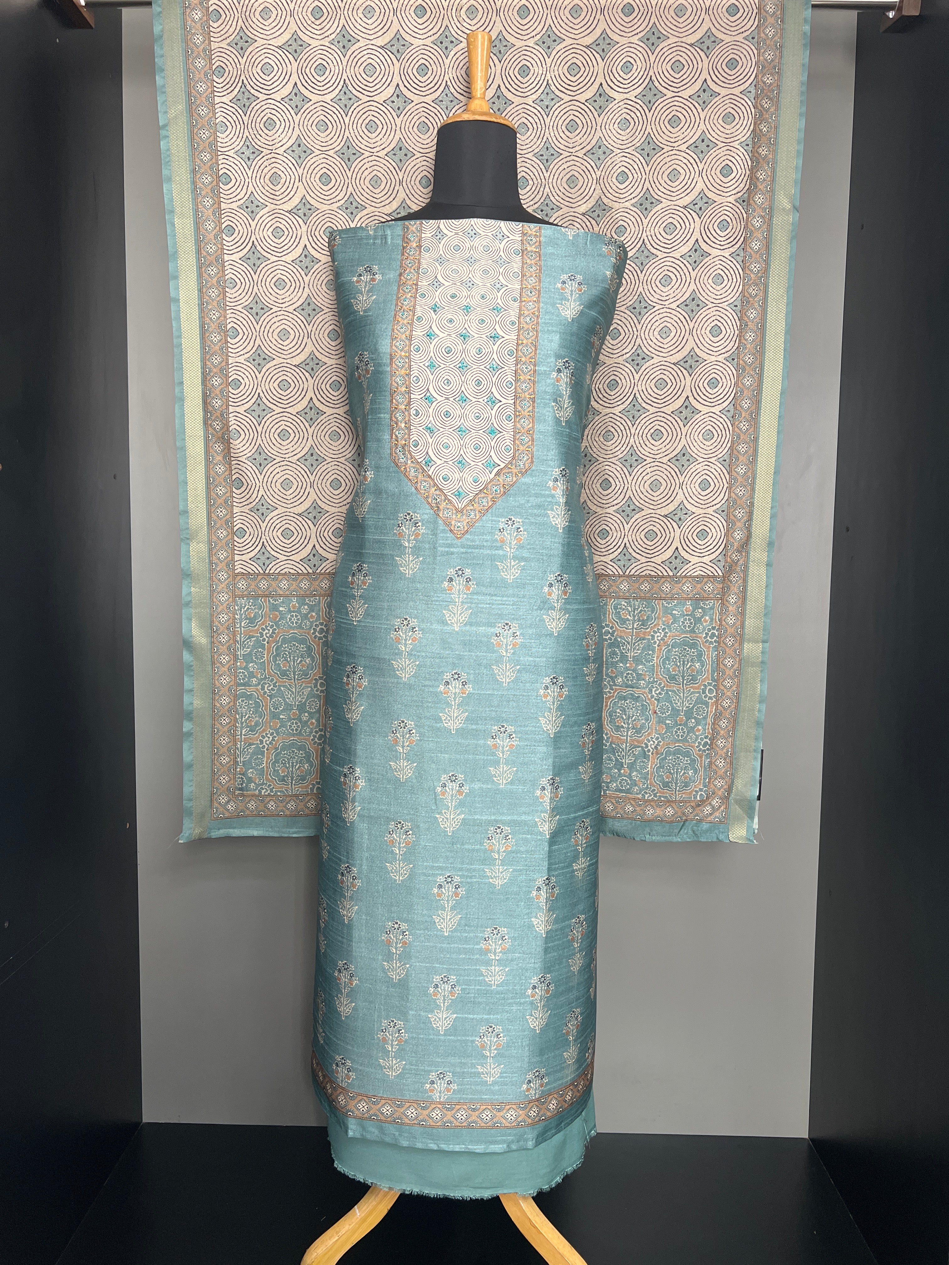 Floral Printed Design Semi Tussar Salwar Set | SW2519