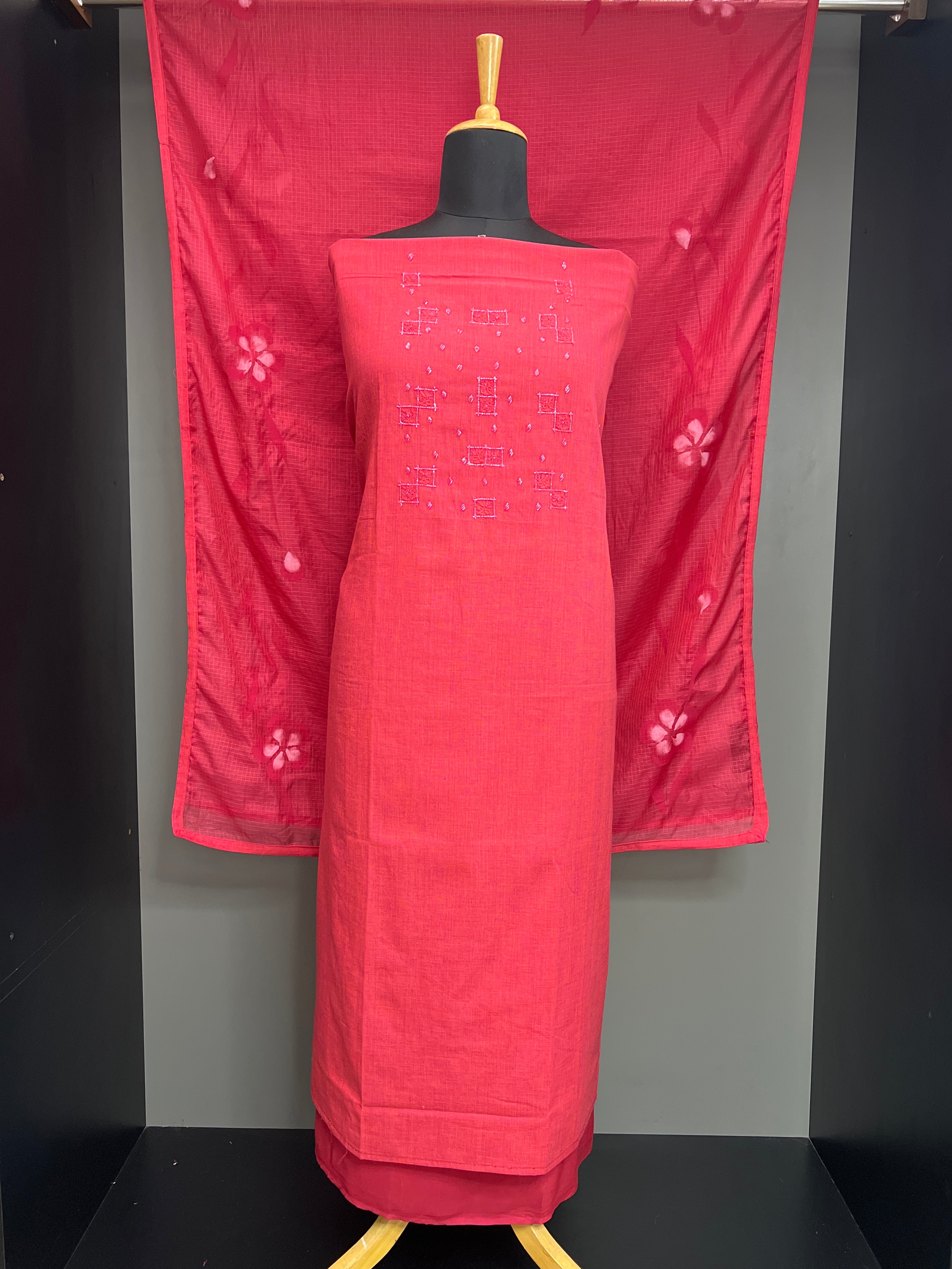 Machine Embroidered Semi Linen Salwar Set | SW2492