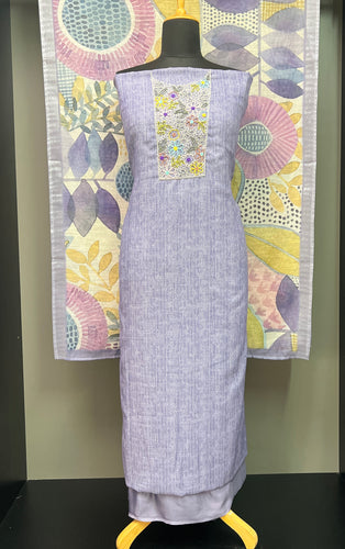 Yoke Embroidery Design Linen Finish Salwar Set | BLD927