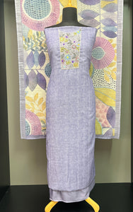 Yoke Embroidery Design Linen Finish Salwar Set | BLD927