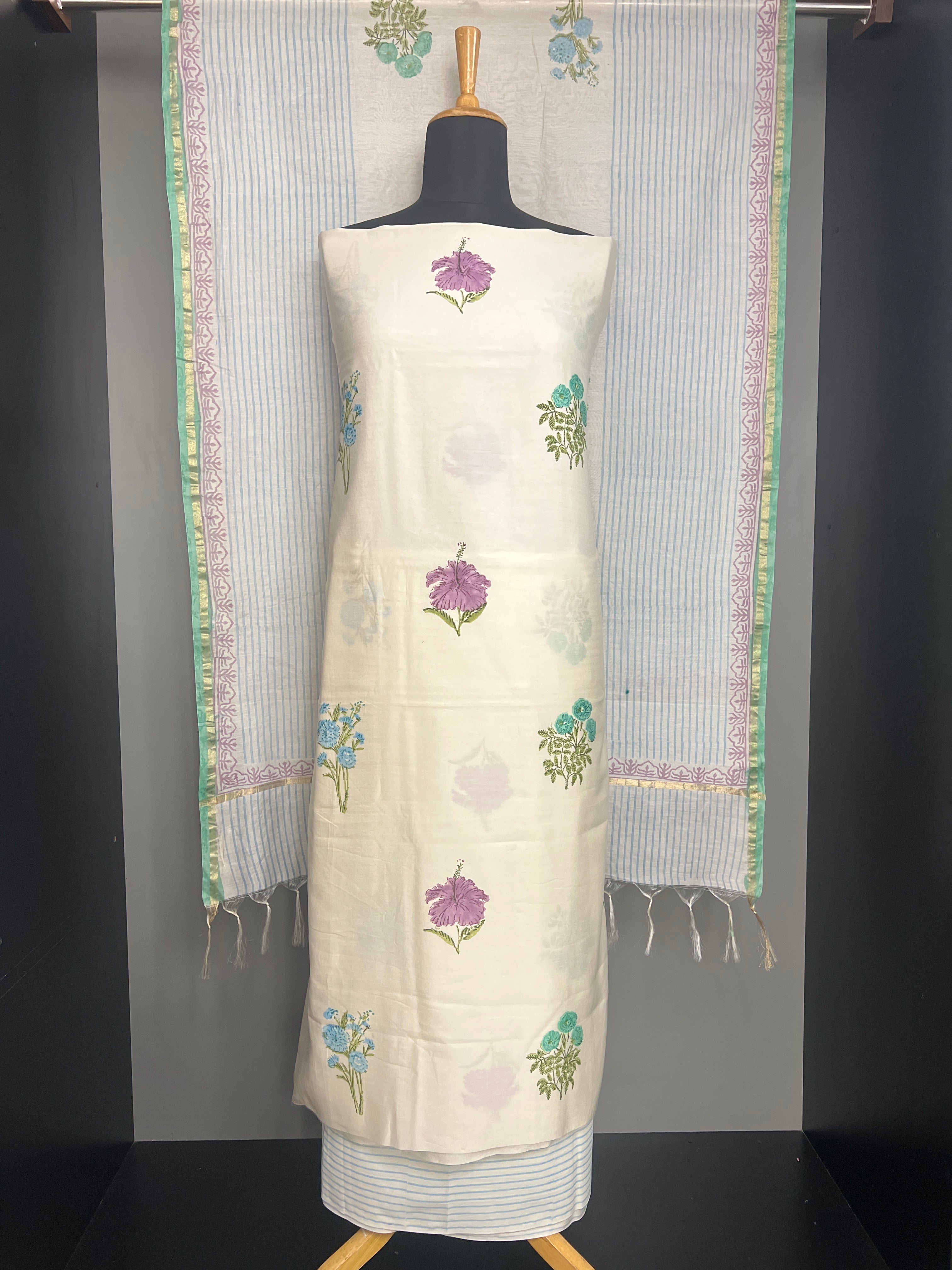 Block Printed Chanderi Salwar Set | MF247