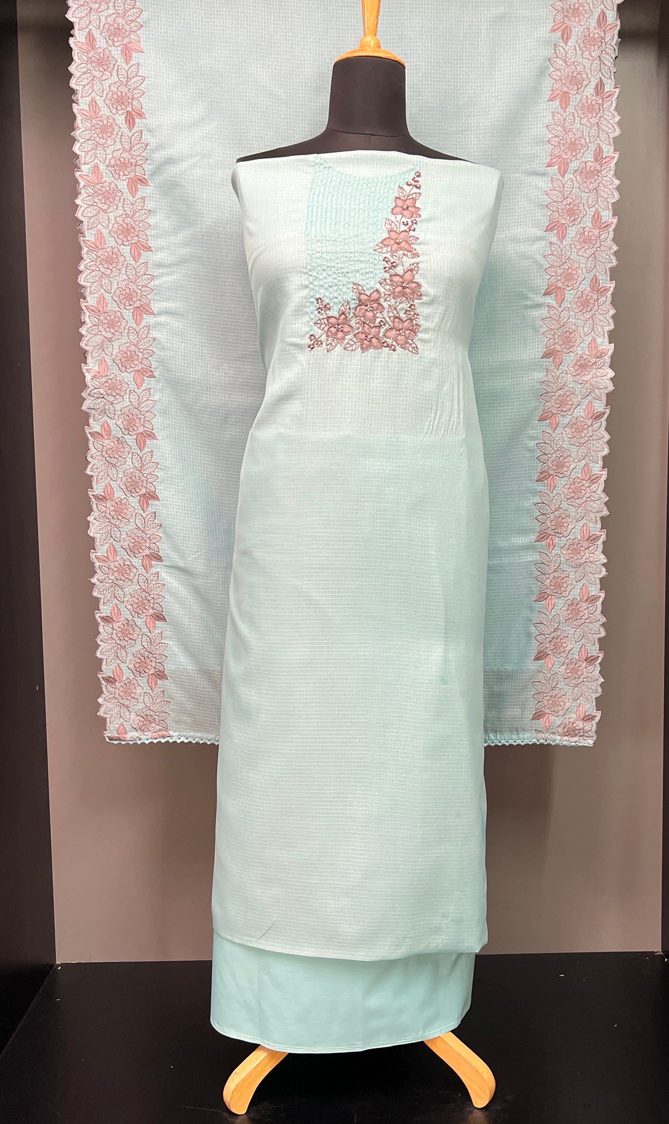 Applique Work With Cut Beads With Sequence Highlight Kota Salwar Set | BLD991