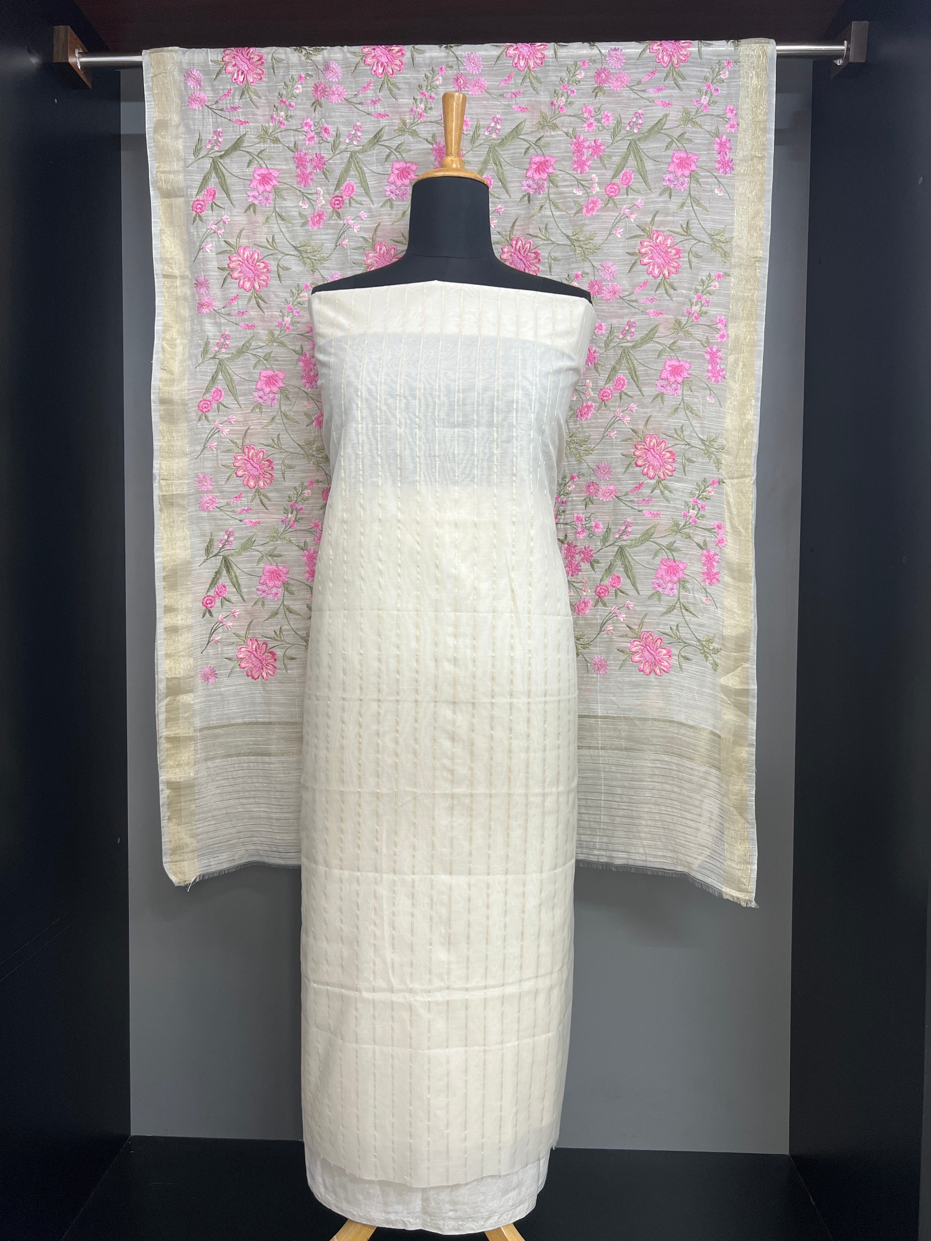 Stripe Weaving Pattern Chanderi Salwar Set | MM599