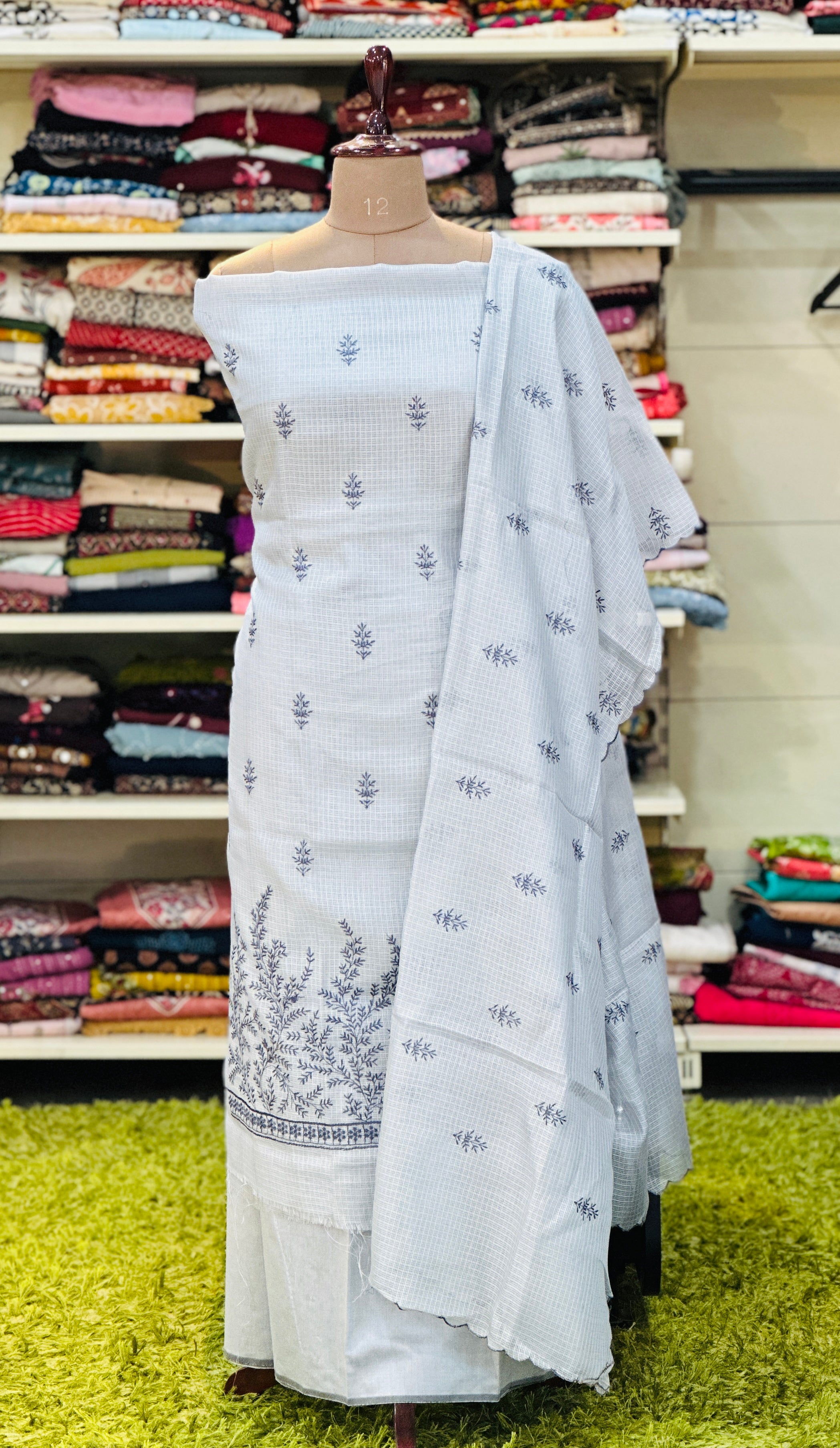 Floral Embroidered Silky Kota Salwar Set | ACT1664