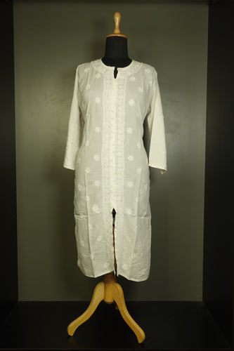 White Color Embroidered Soft Cotton Kurta | AHD1878