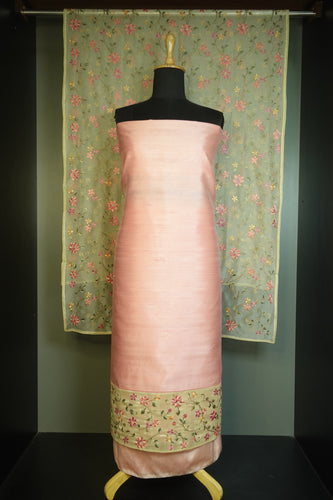 Floral Embroidery Design Semi Tussar Salwar Set | RUS113