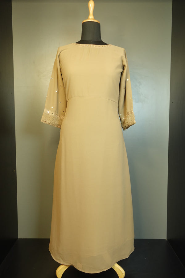 Mud brown colour faux georgette kurtha | NI162