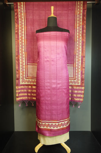 Pink Color Printed Tussar Salwar Set | JDS127