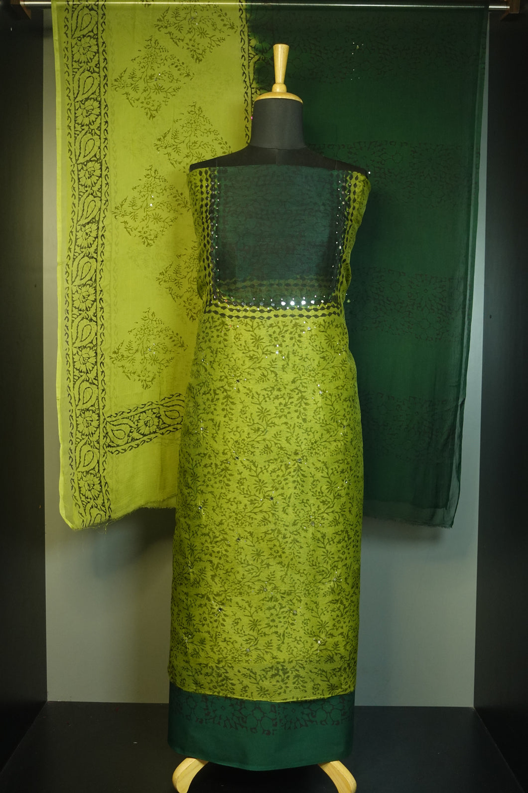 Green Color Supernet Kota Salwar Set | PFS241