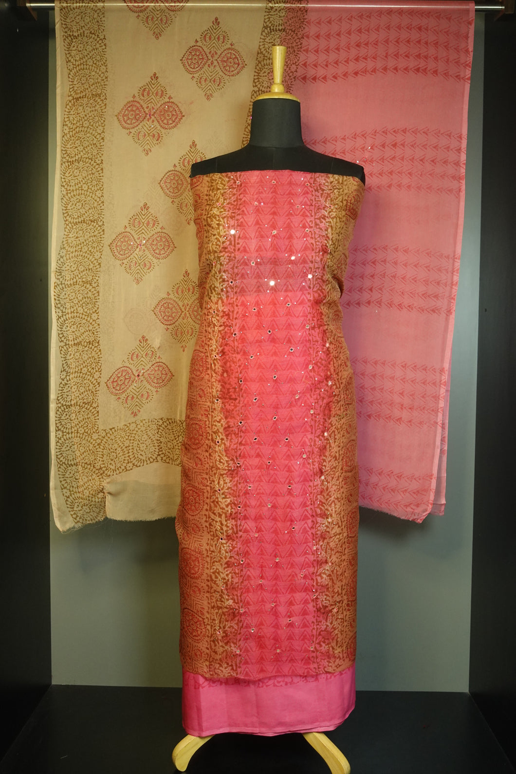 Block Printed Supernet Kota Salwar Set | PFS237